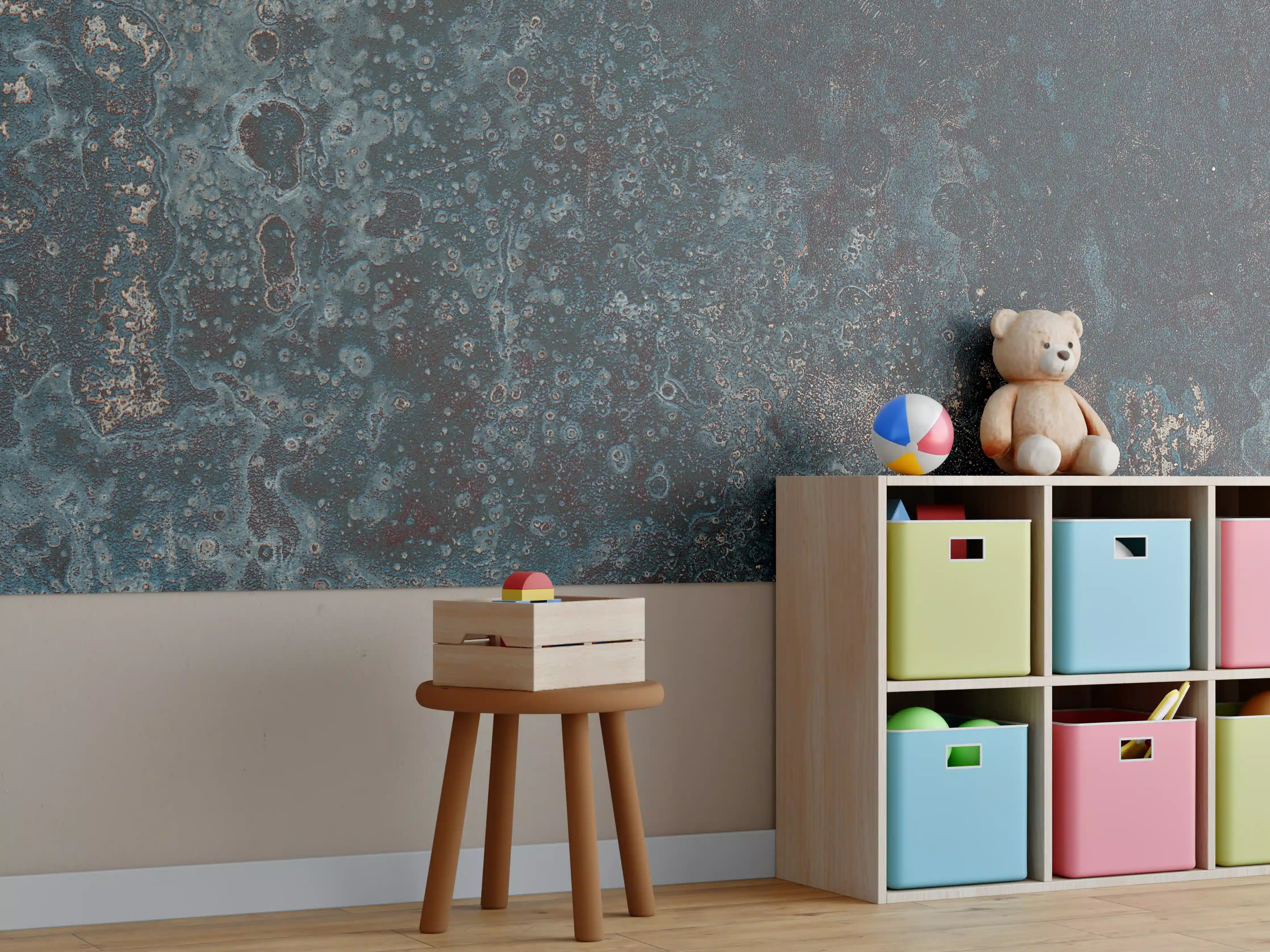 Kinderzimmer Wandgestaltung - Korrodiertes Eisen Muster