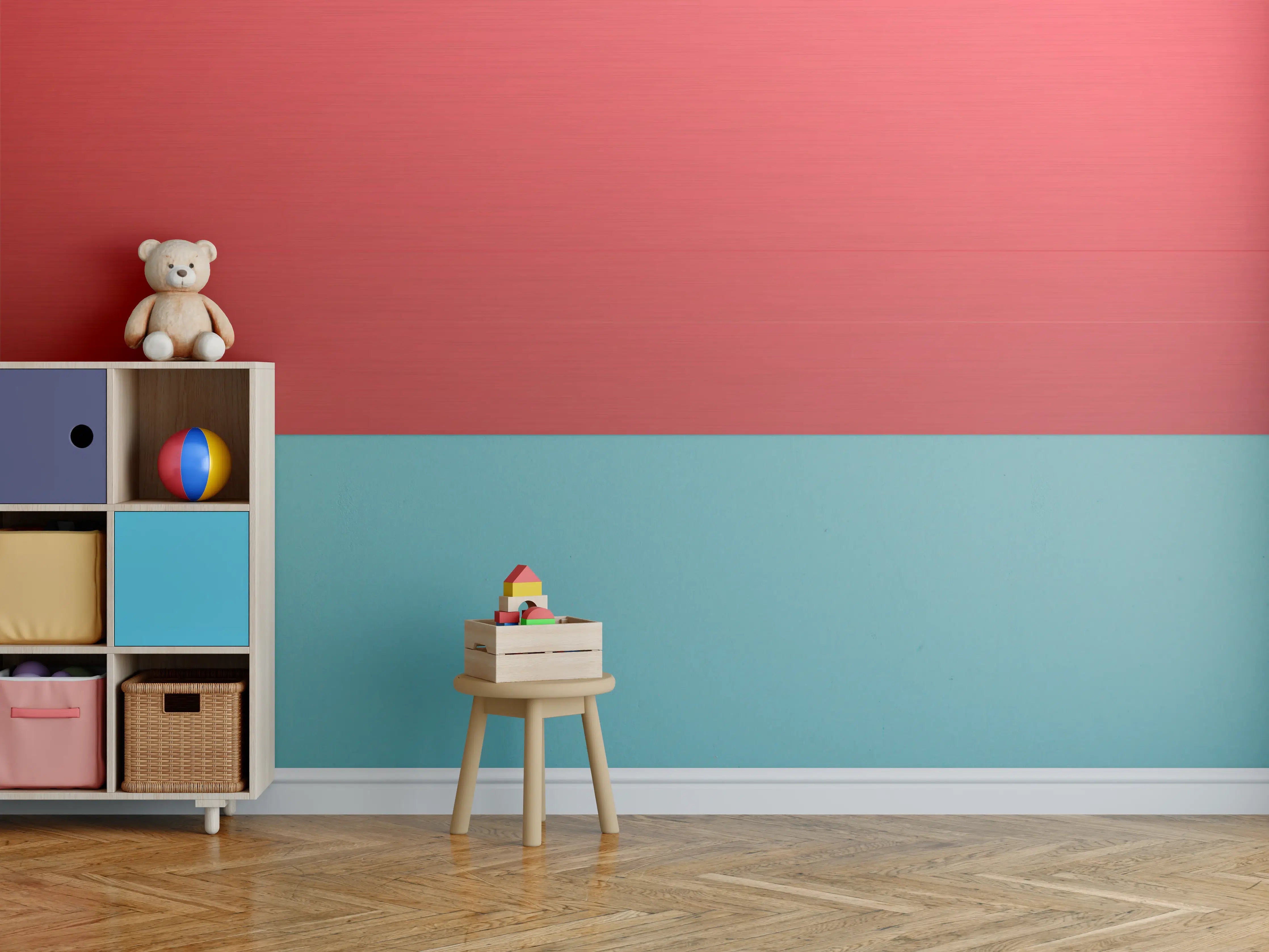 Kinderzimmer Wandgestaltung - Kräftiges Rot Uni-Farbe