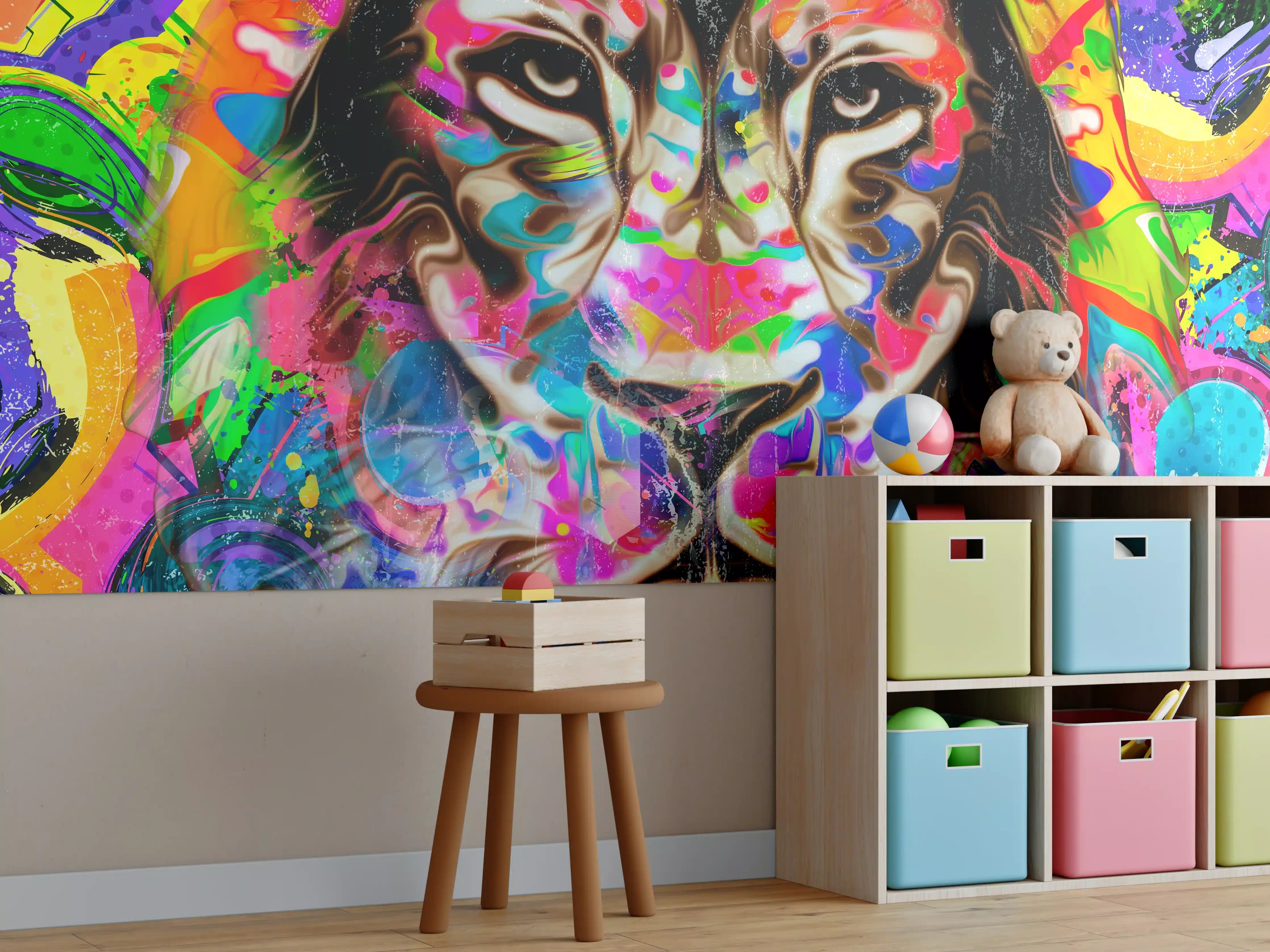 Kinderzimmer Wandgestaltung - Kreative Darstellung eines Löwen