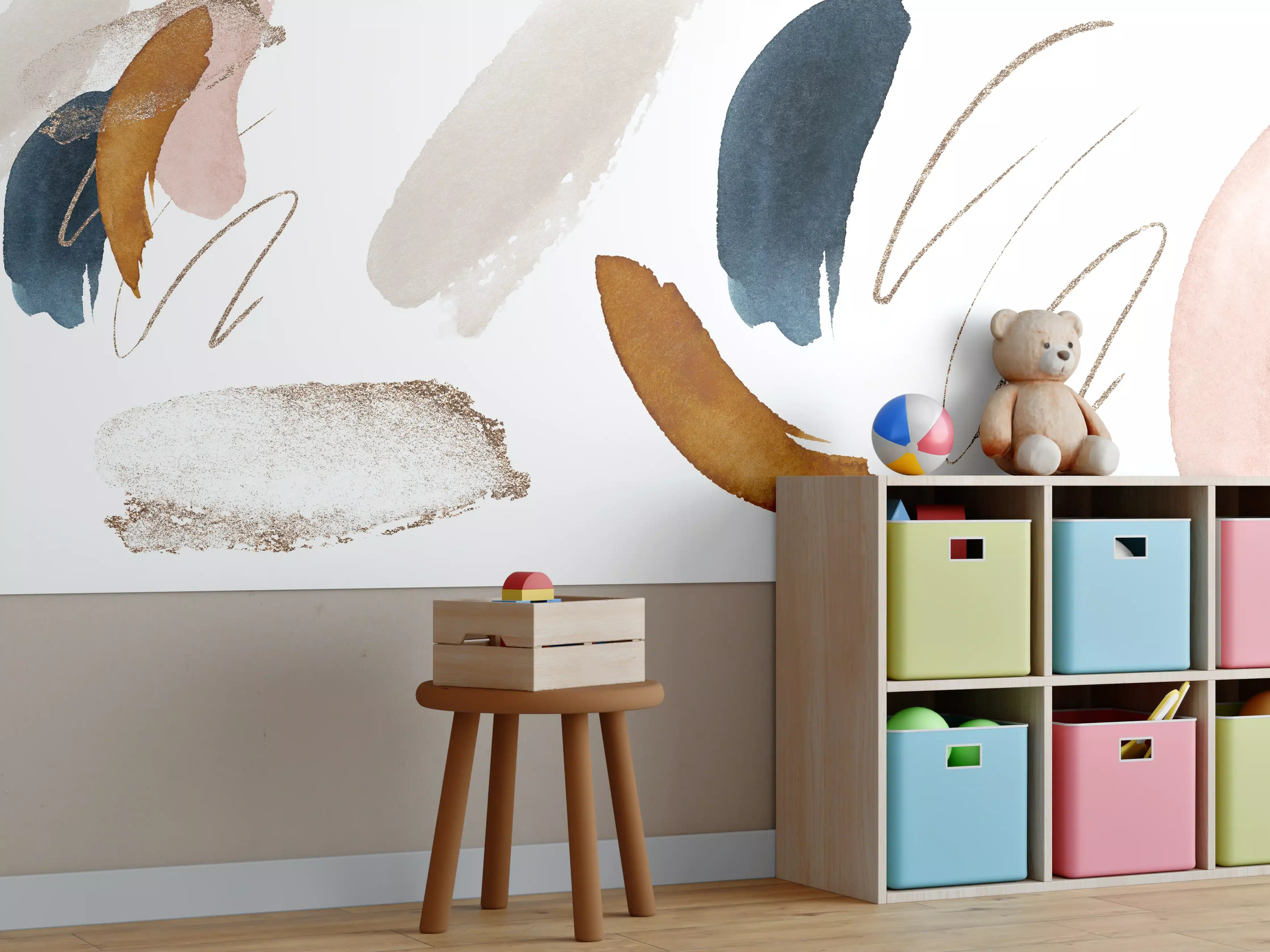 Kinderzimmer Wandgestaltung - Künstlerisch abstrakte Elemente