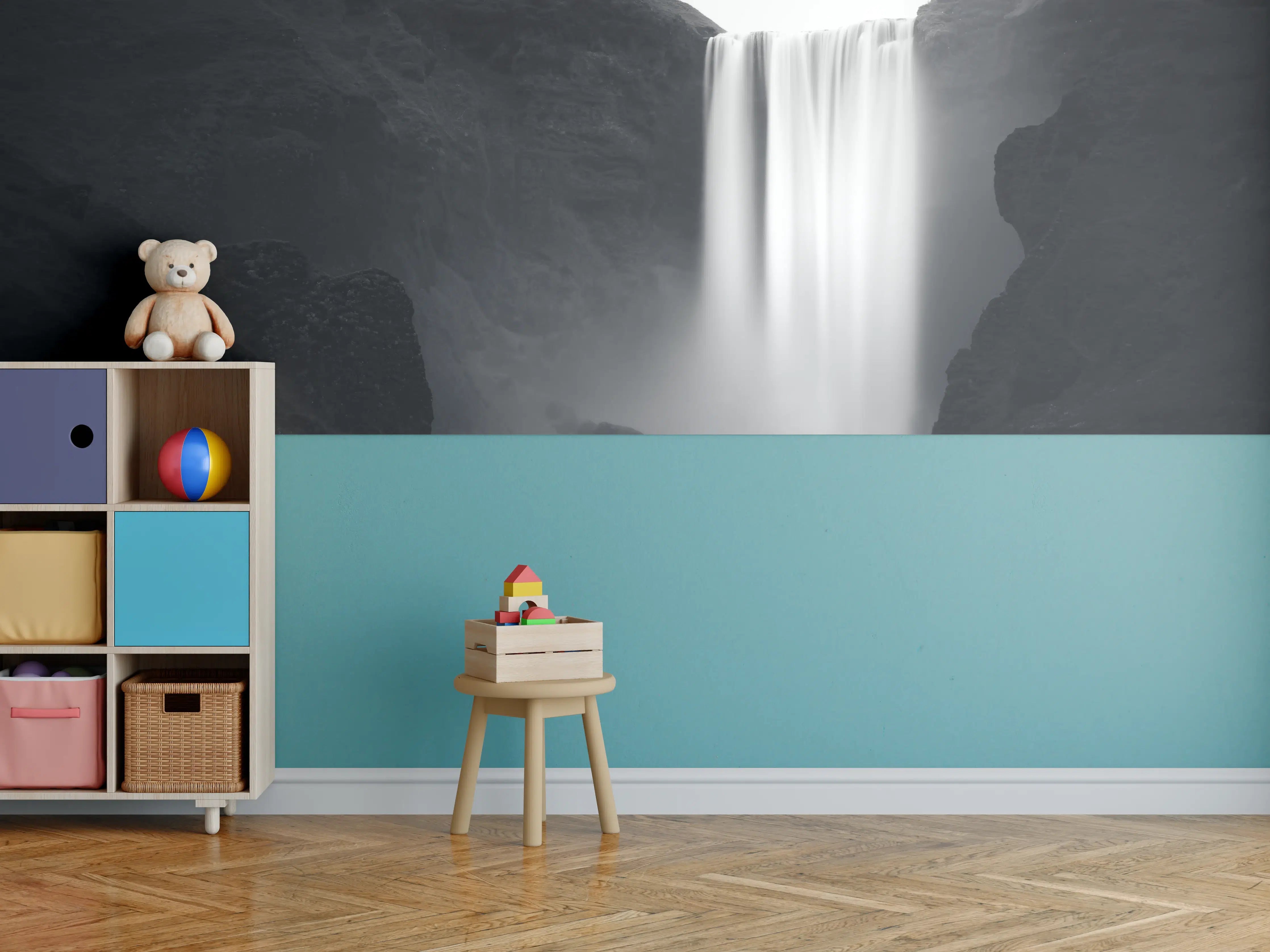 Kinderzimmer Wandgestaltung - Kunstfotografie - Skogafoss Wasserfall, Island