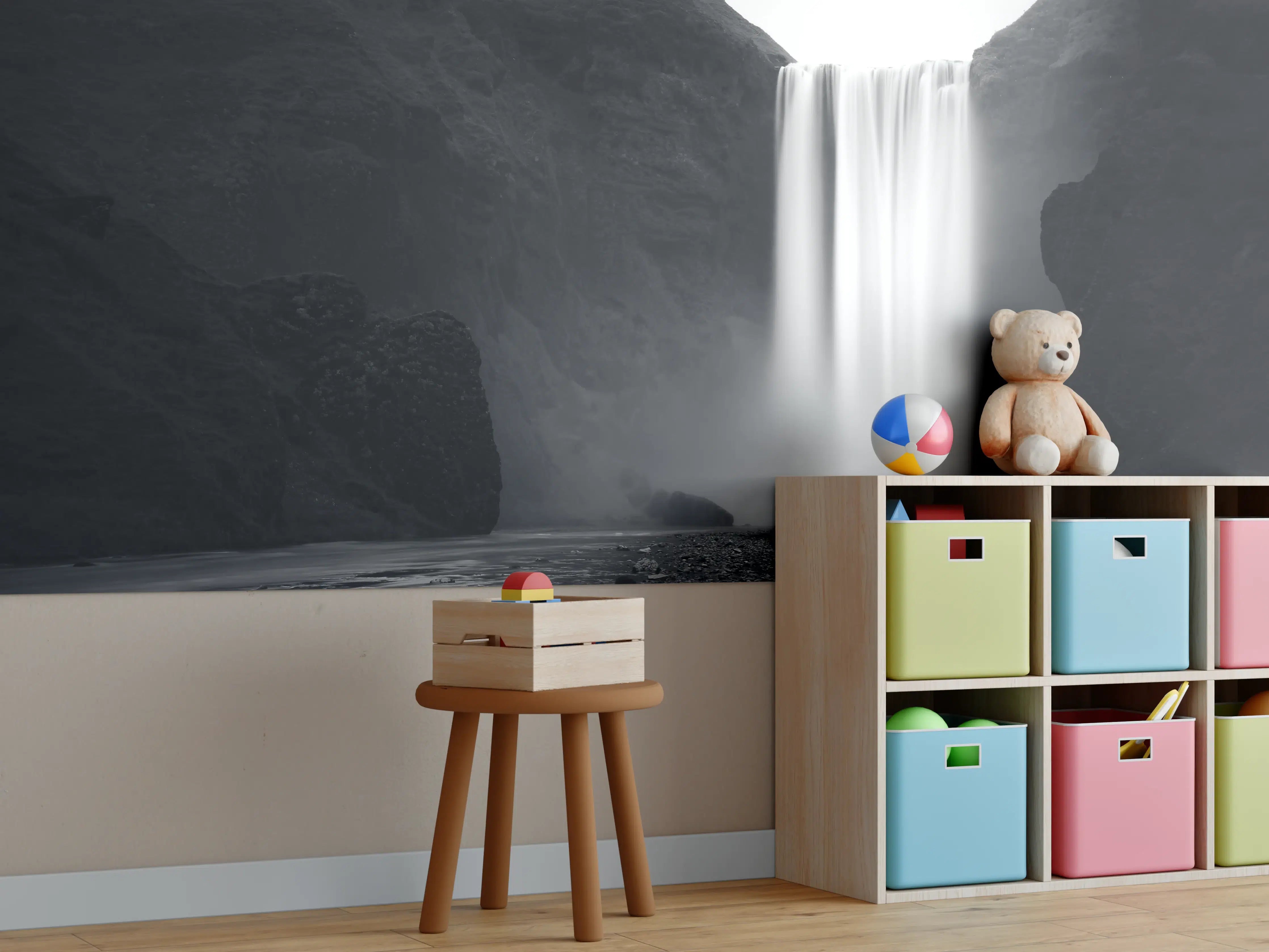 Kinderzimmer Wandgestaltung - Kunstfotografie - Skogafoss Wasserfall, Island
