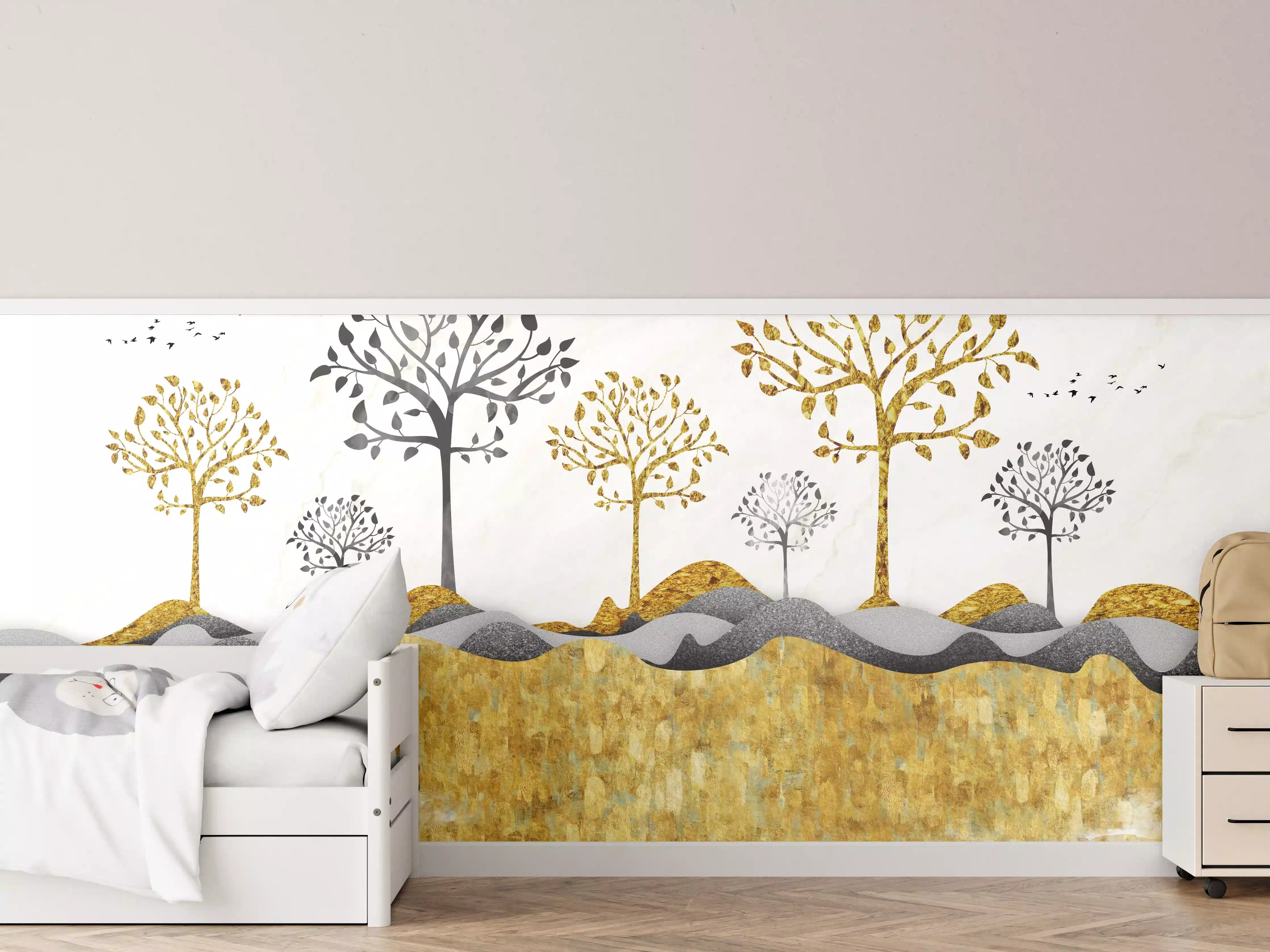 Kinderzimmer Wandgestaltung - Kunsttapete einer Landschaft