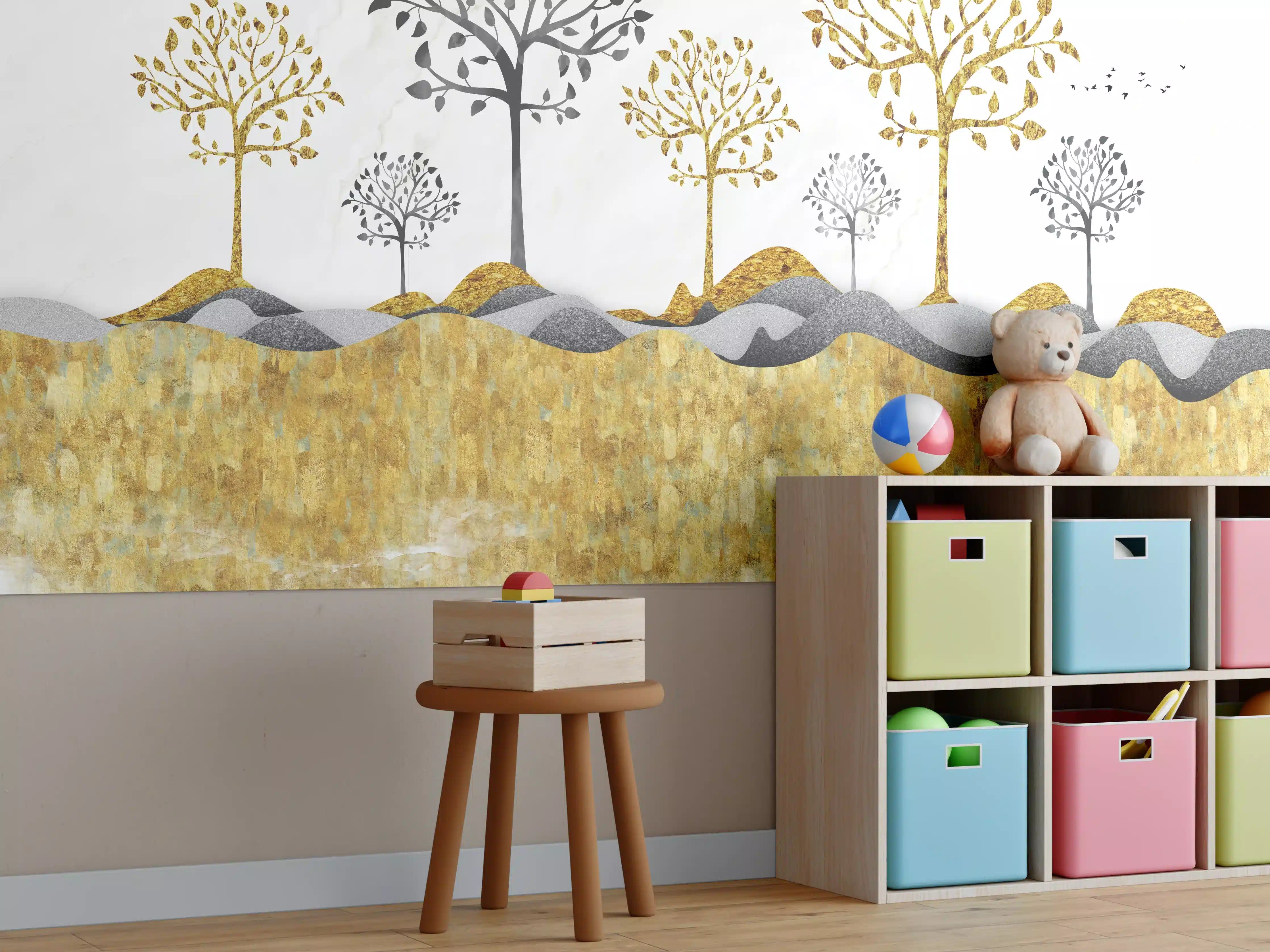 Kinderzimmer Wandgestaltung - Kunsttapete einer Landschaft