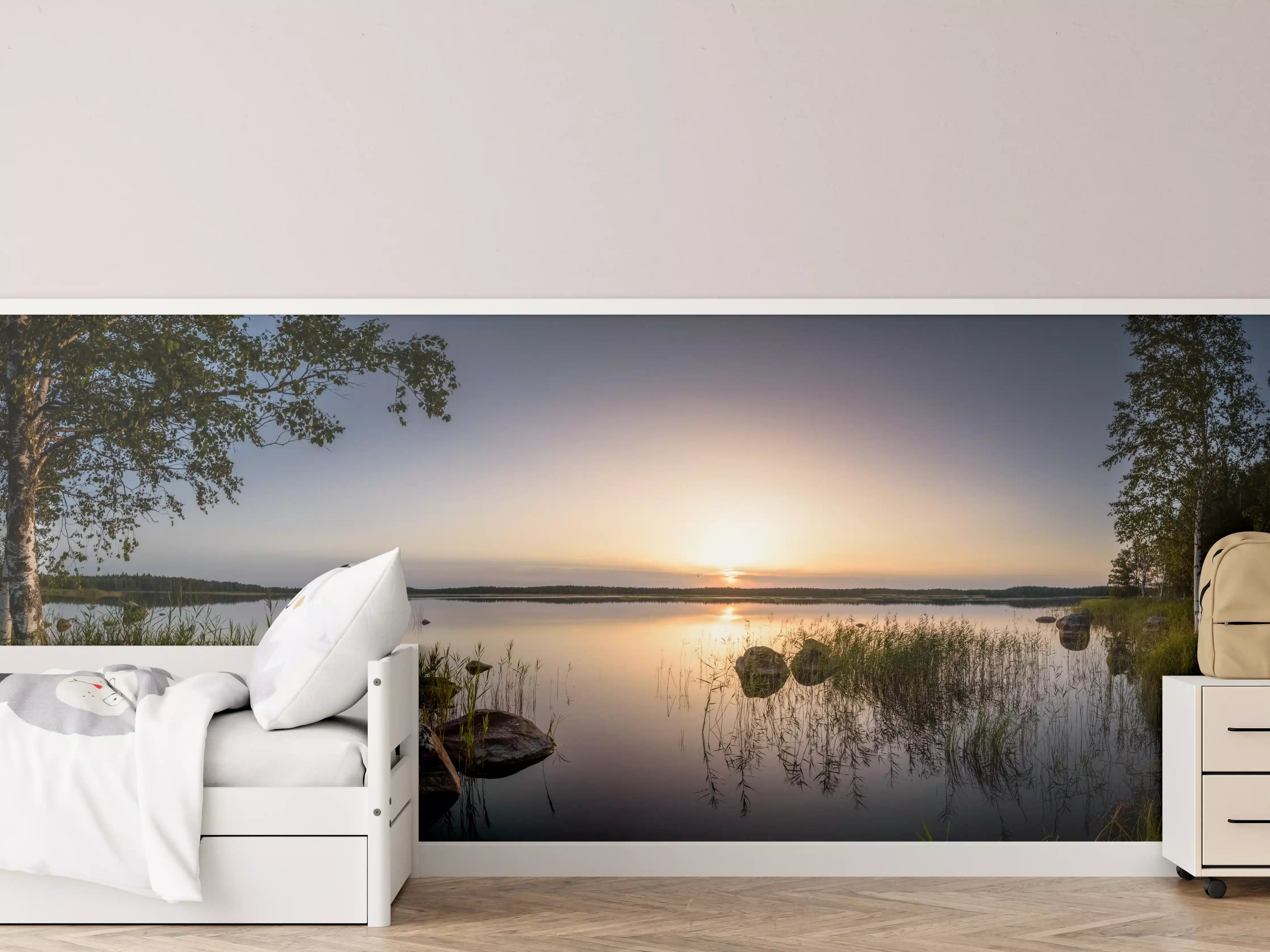 Kinderzimmer Wandgestaltung - Landschaft in der Dämmerung - Sonnenuntergang