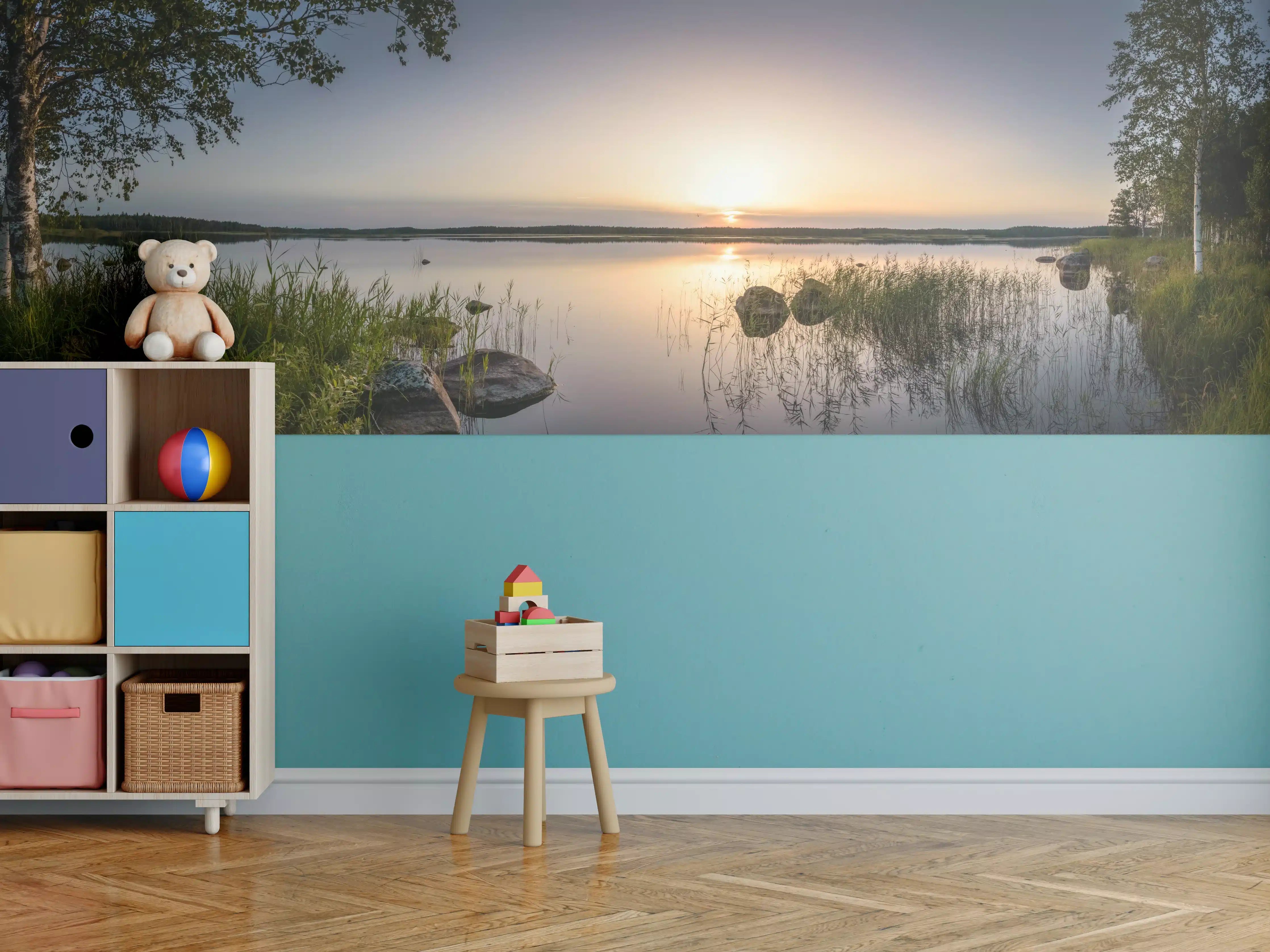 Kinderzimmer Wandgestaltung - Landschaft in der Dämmerung - Sonnenuntergang
