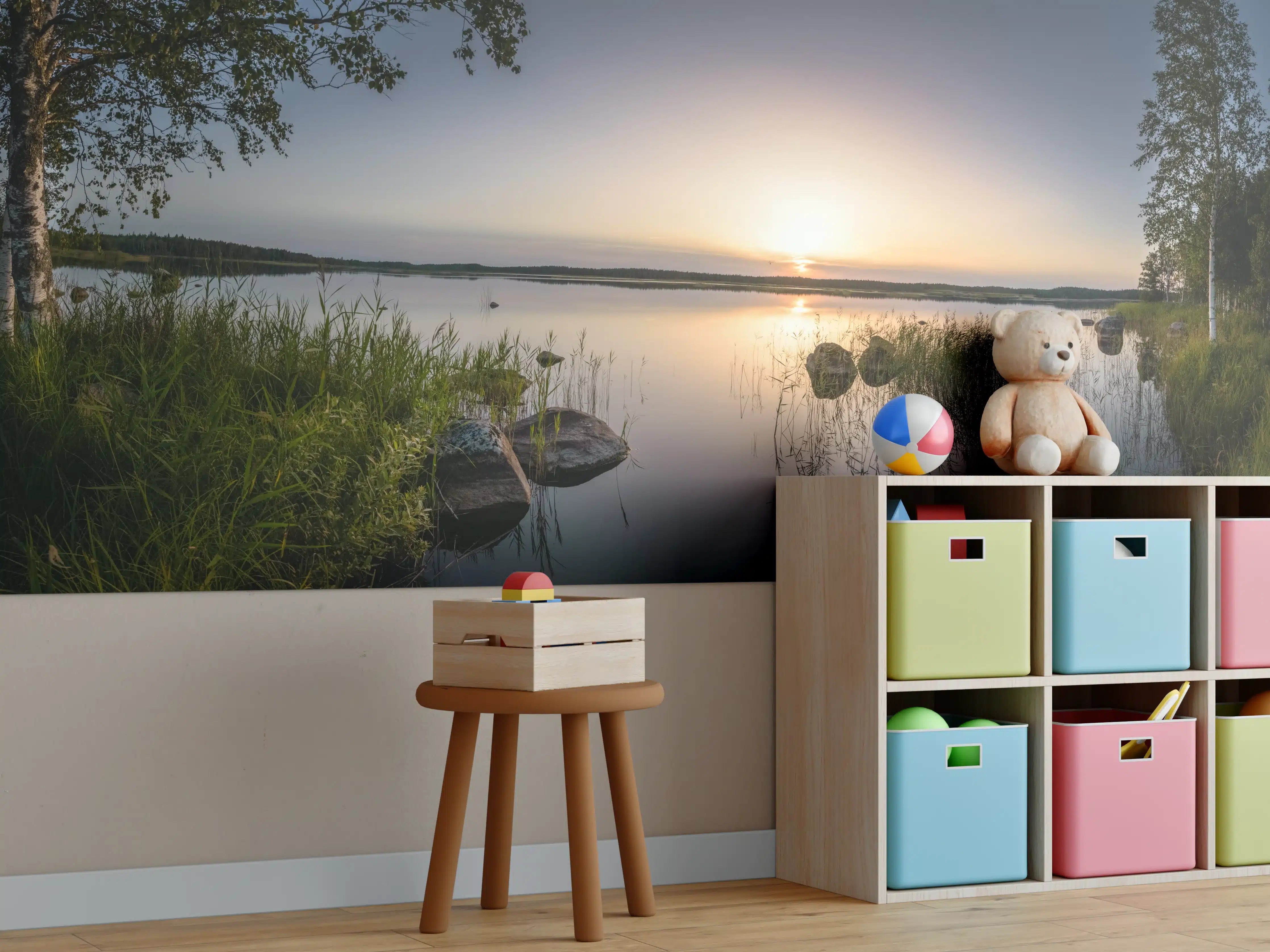 Kinderzimmer Wandgestaltung - Landschaft in der Dämmerung - Sonnenuntergang