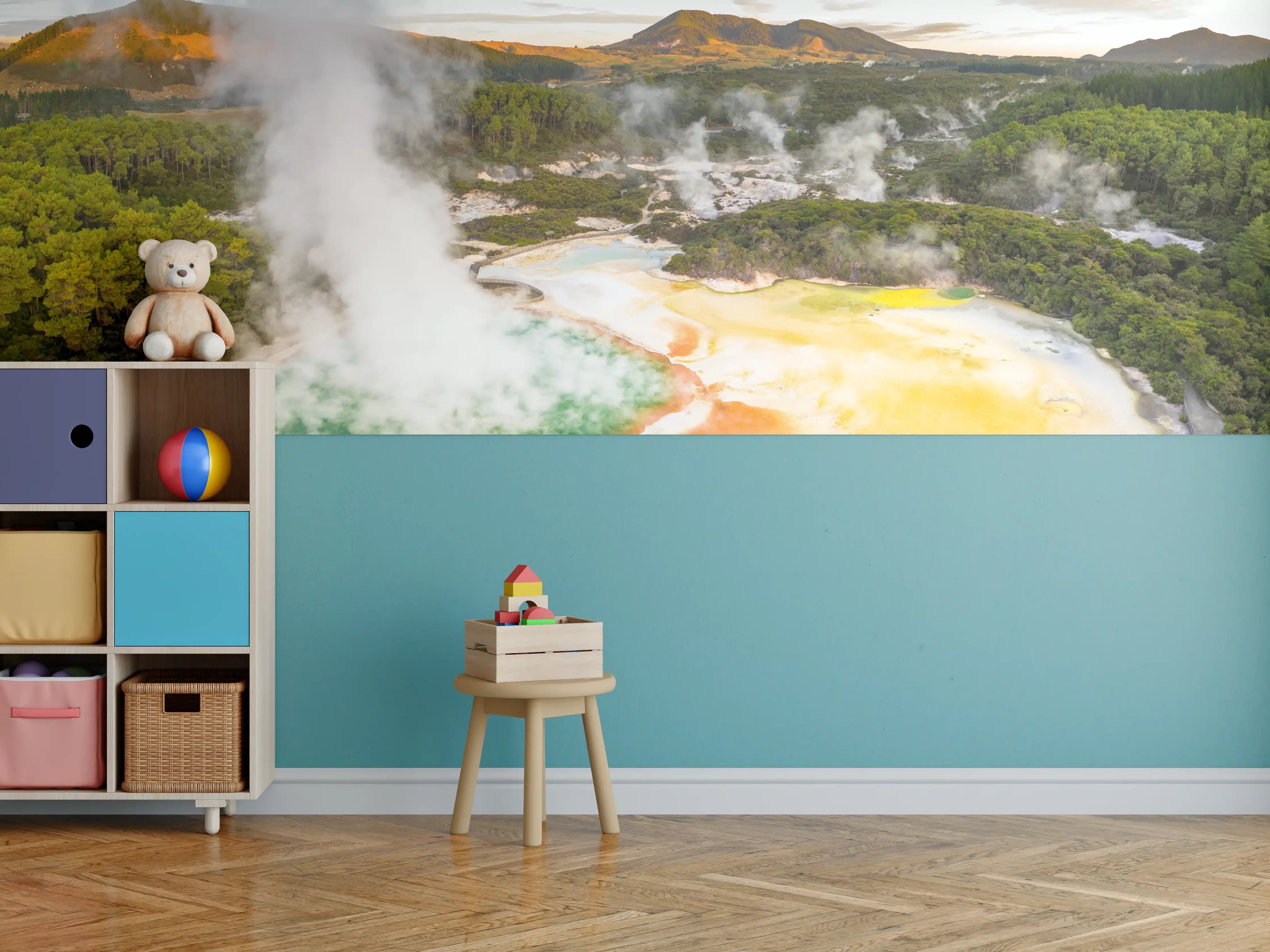 Kinderzimmer Wandgestaltung - Landschaft mit kochend heißem Schlamm