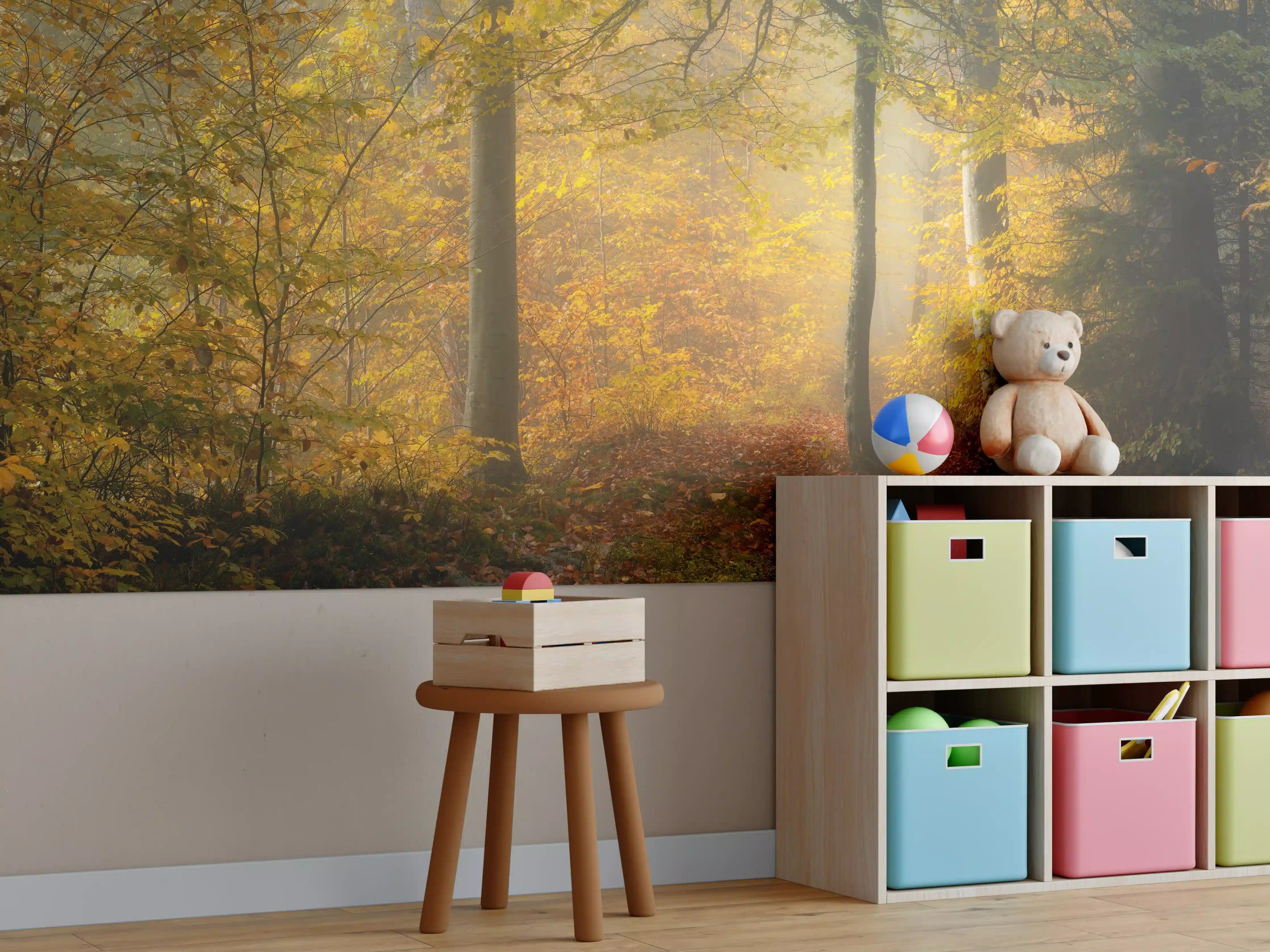 Kinderzimmer Wandgestaltung - Laub im Wald