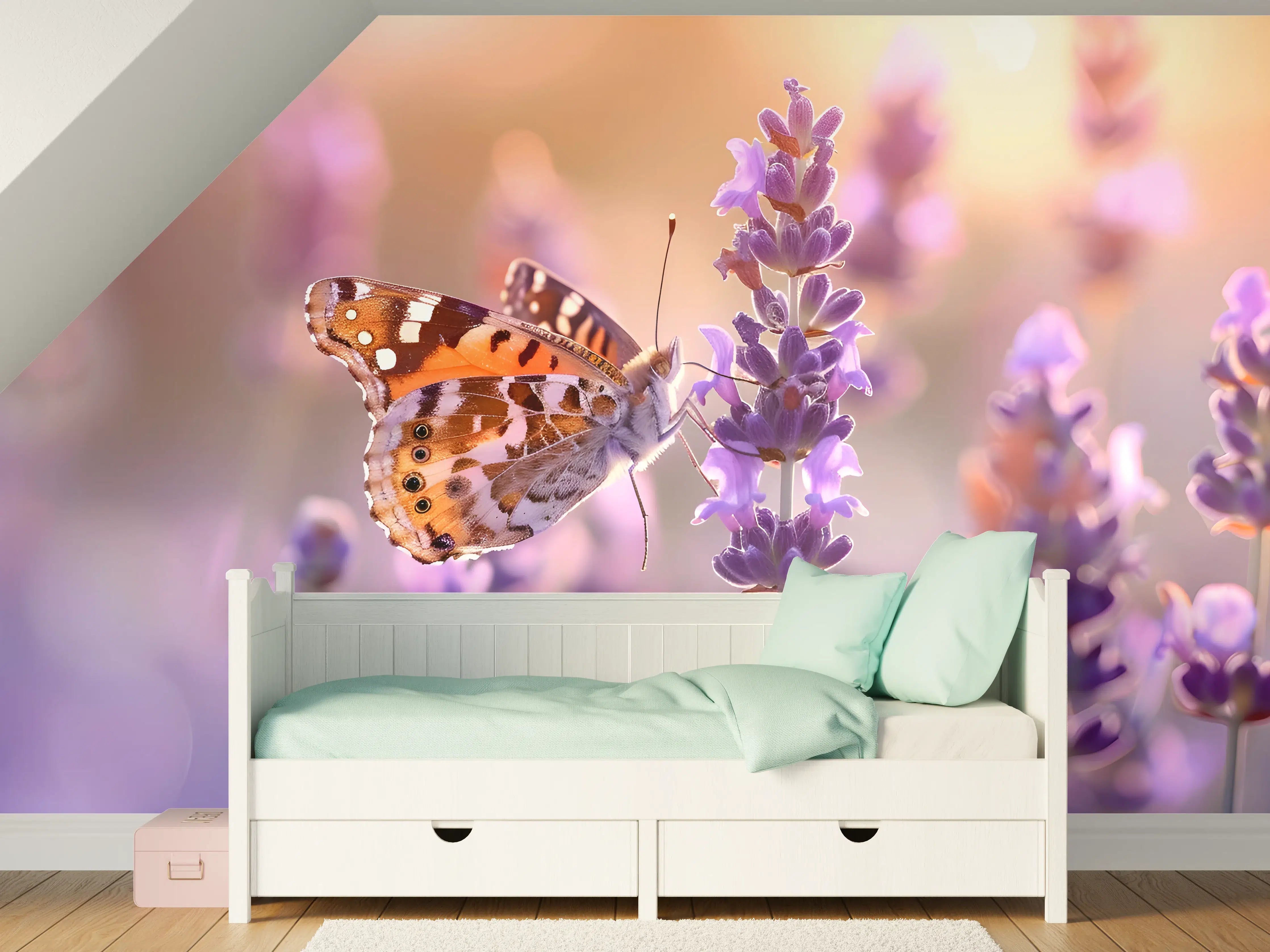 Kinderzimmer Wandgestaltung - Lavendel-Schmetterling in Pastell