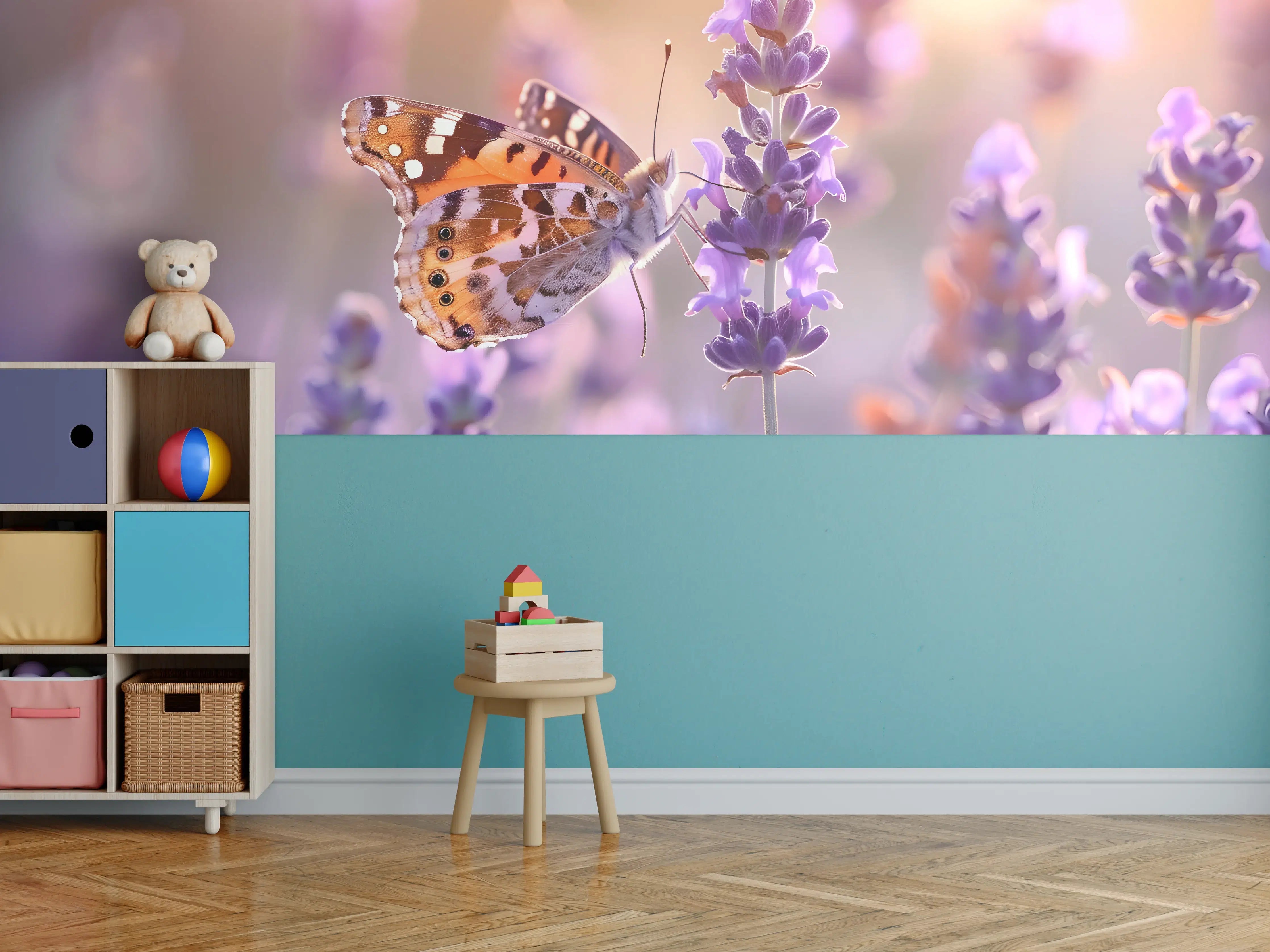 Kinderzimmer Wandgestaltung - Lavendel-Schmetterling in Pastell