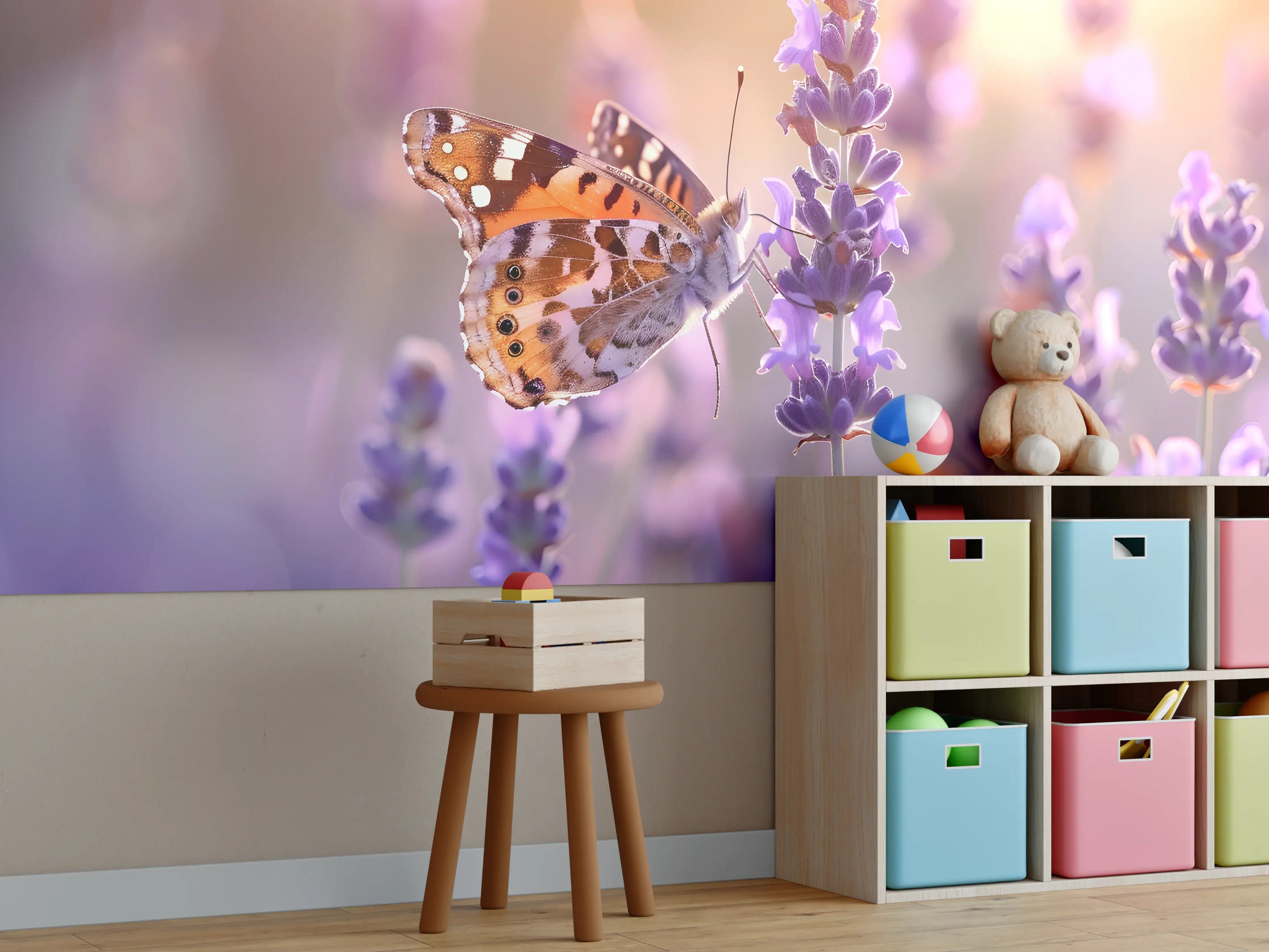 Kinderzimmer Wandgestaltung - Lavendel-Schmetterling in Pastell