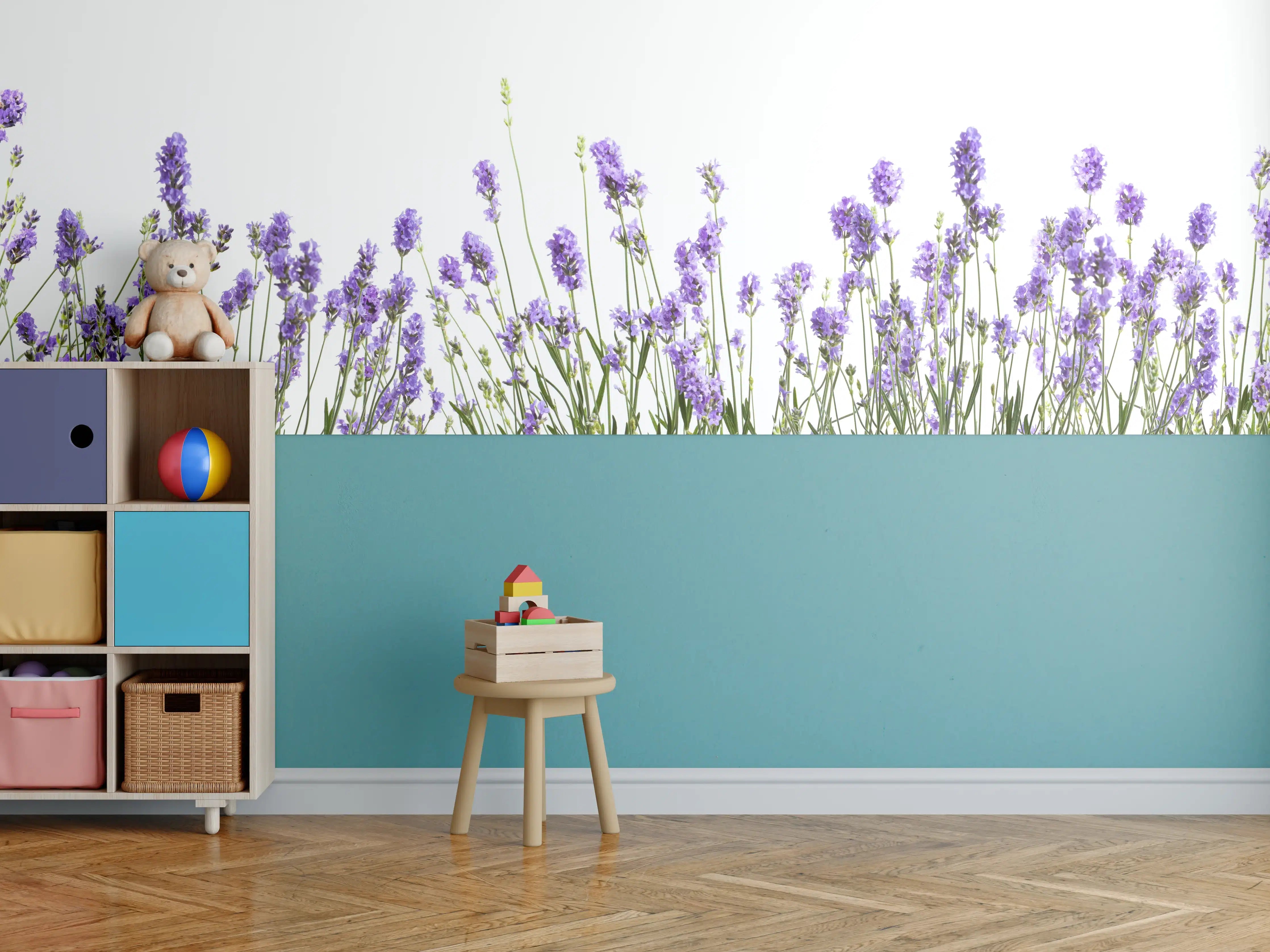 Kinderzimmer Wandgestaltung - Lavendelblüten in zarten Lilatönen