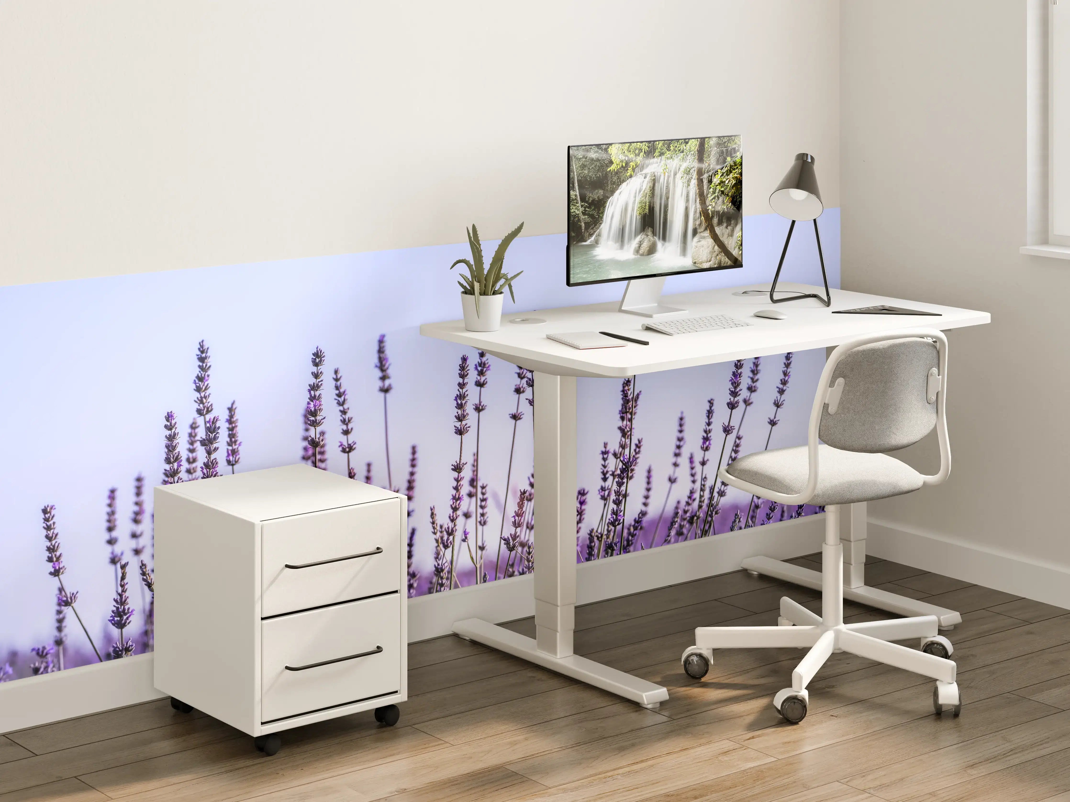 Kinderzimmer Wandgestaltung - Lavendelfeld in Lila-Blau