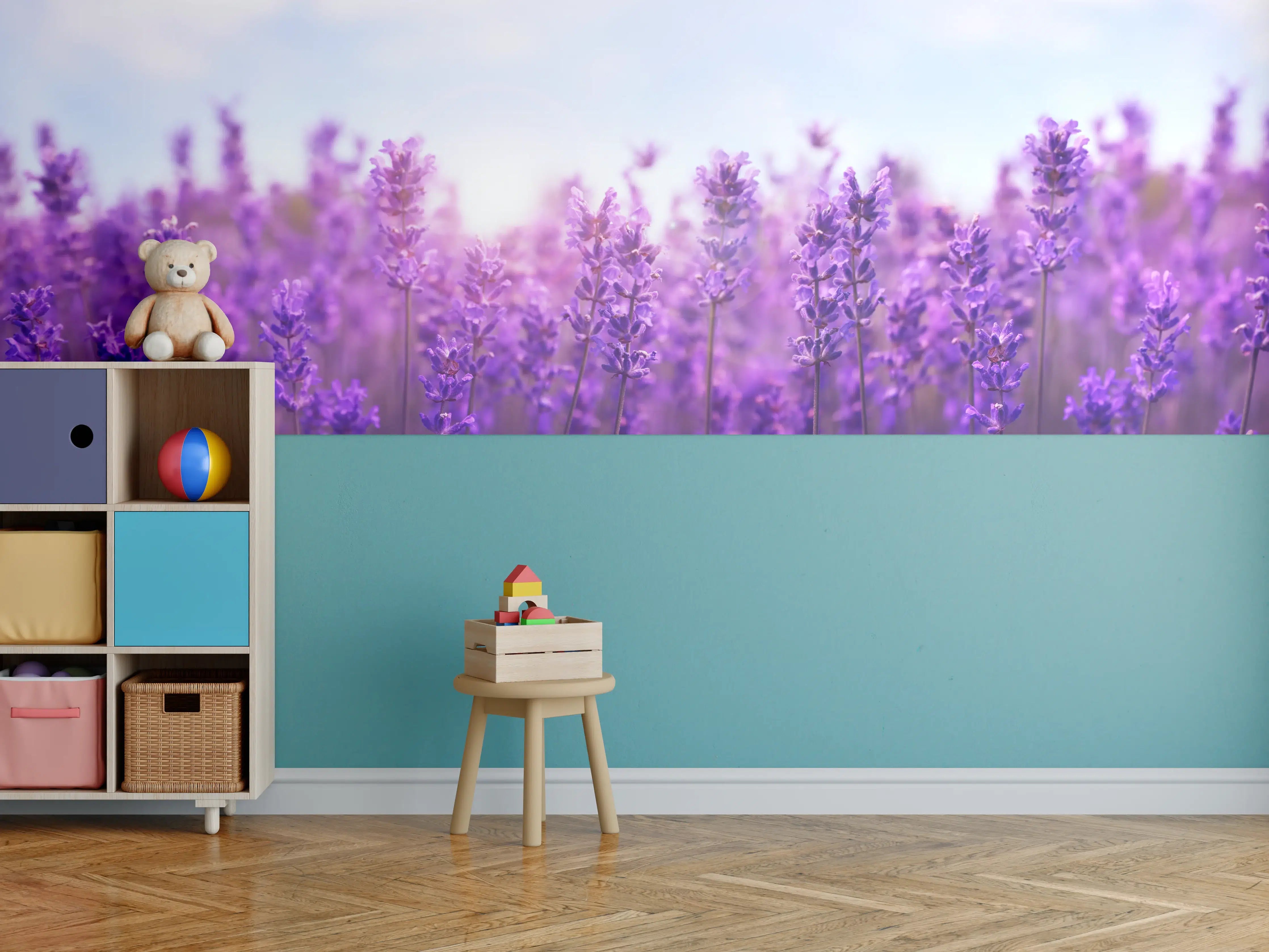 Kinderzimmer Wandgestaltung - Lavendelfeld in Lila