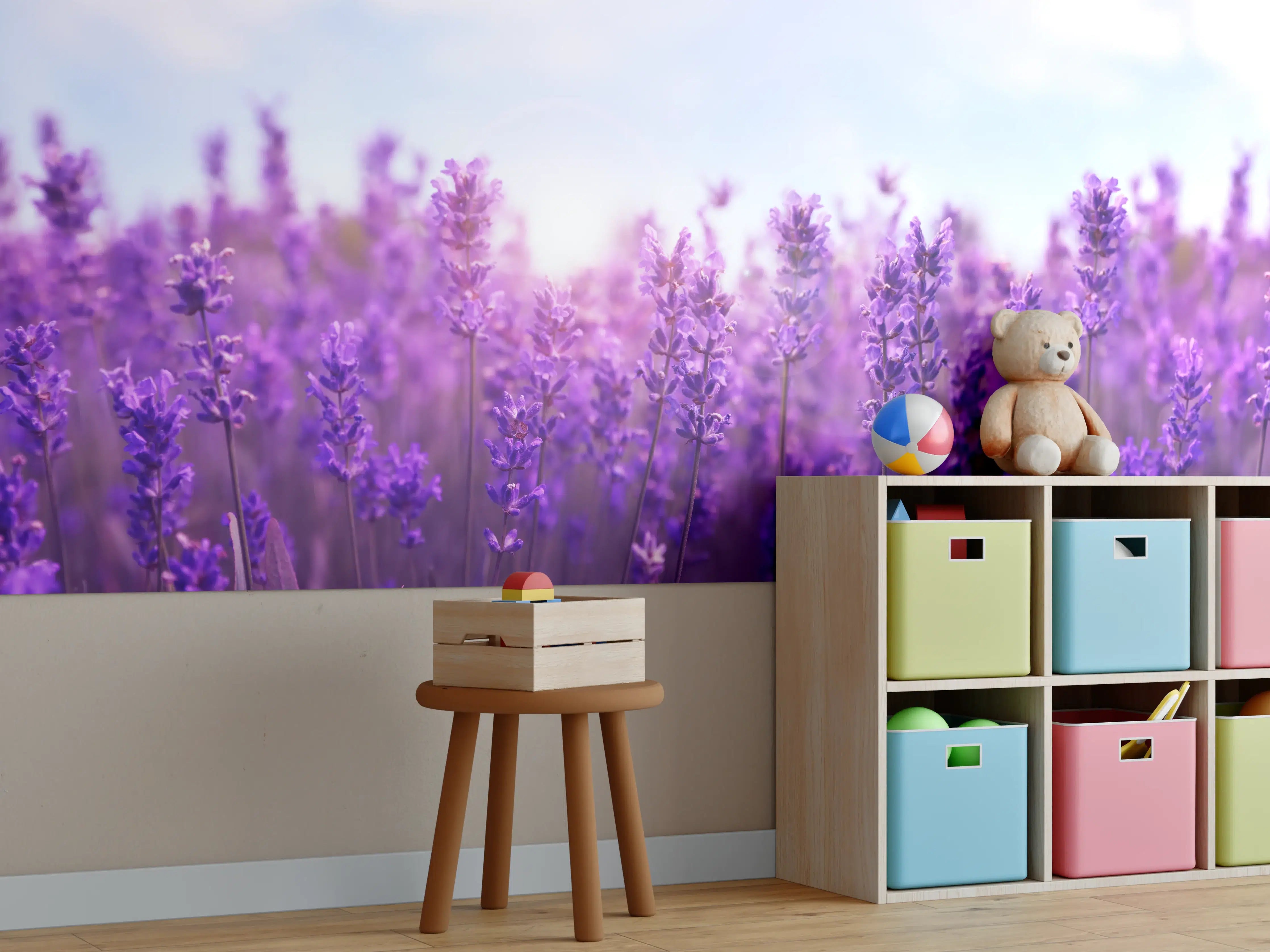 Kinderzimmer Wandgestaltung - Lavendelfeld in Lila