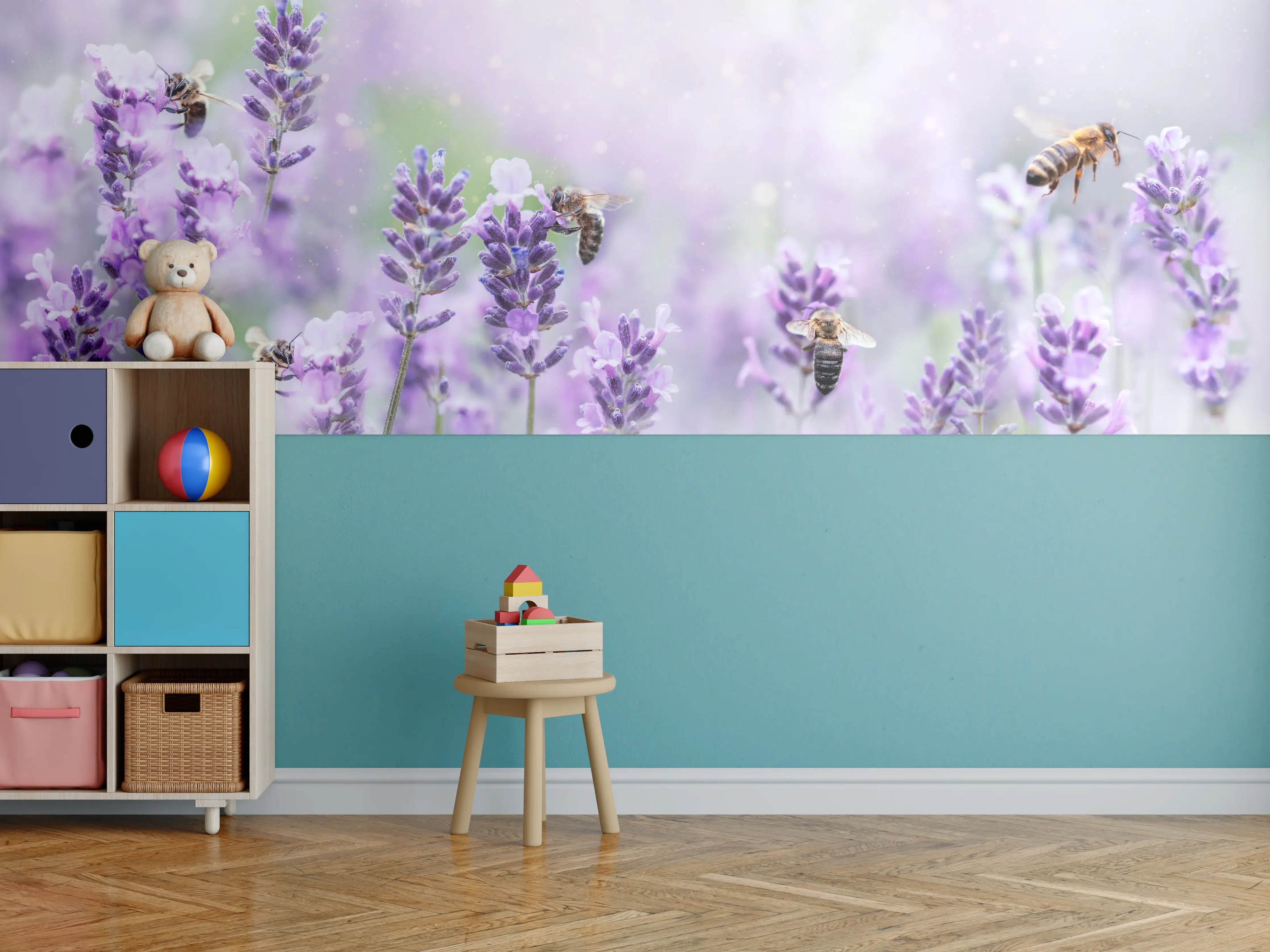 Kinderzimmer Wandgestaltung - Lavendelfeld mit Bienen