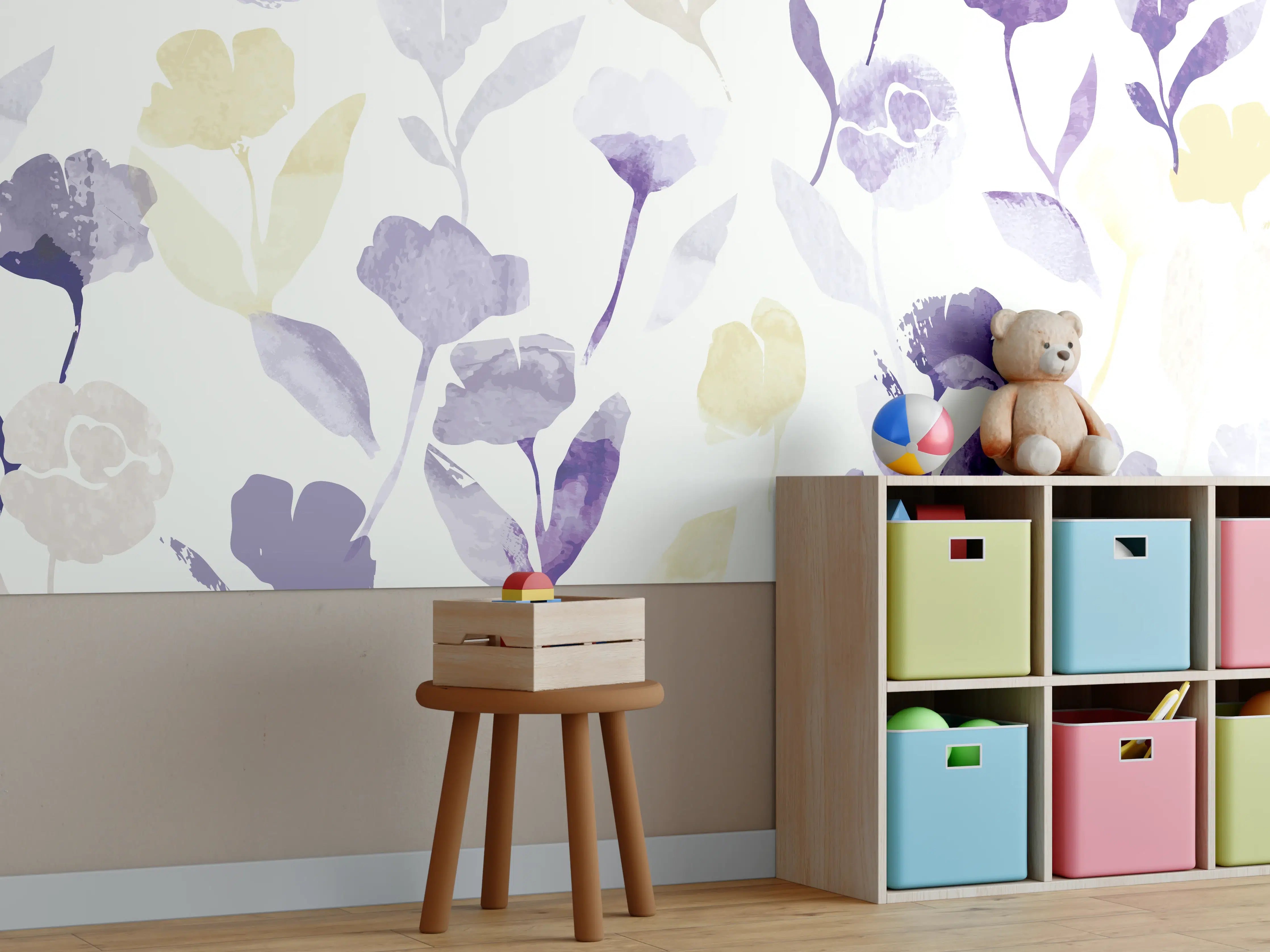 Kinderzimmer Wandgestaltung - Lavendelfelder in Pastellfarben