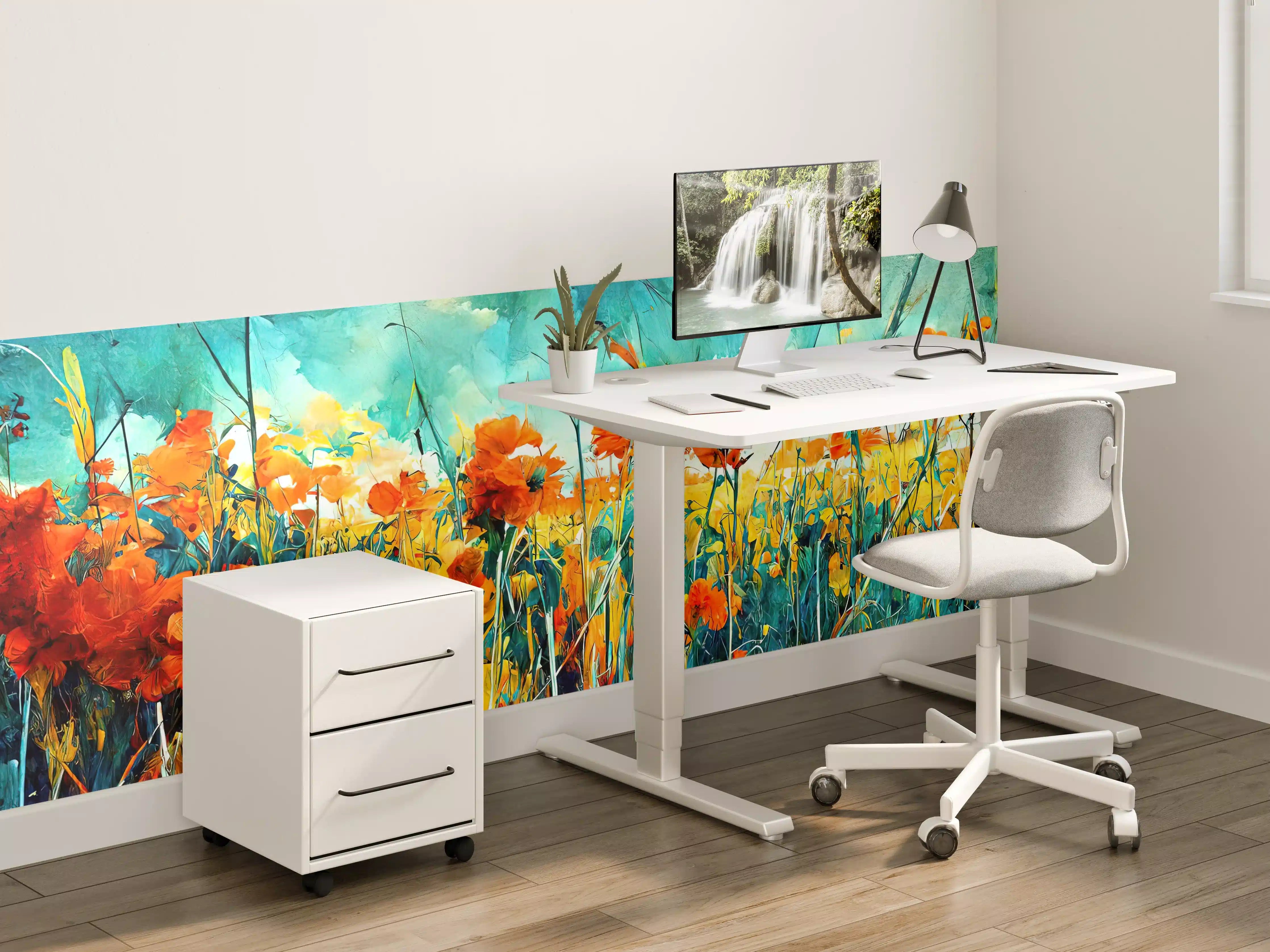 Kinderzimmer Wandgestaltung - Lebendige Blütenpracht im Sonnenlicht