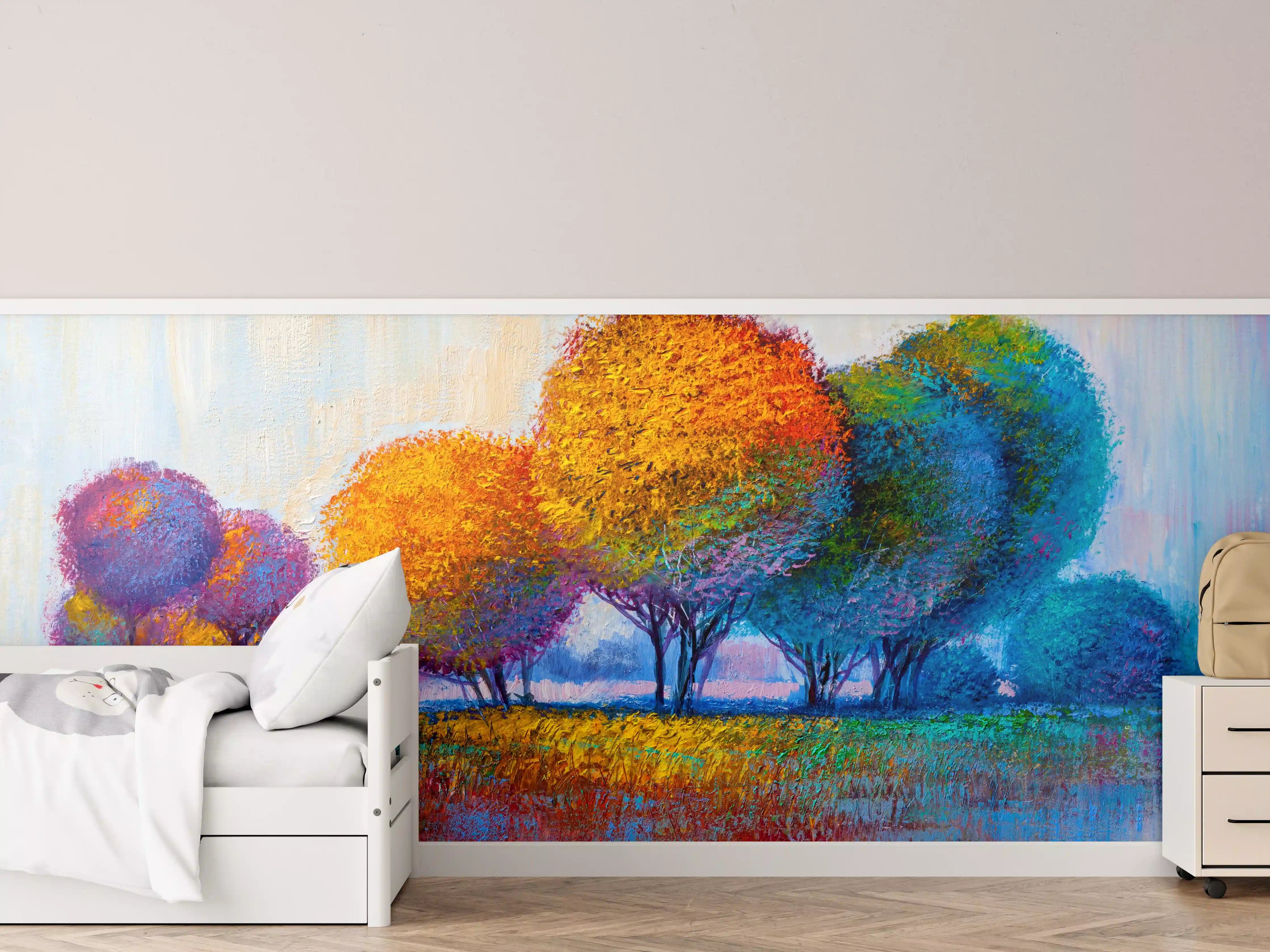 Kinderzimmer Wandgestaltung - Lebendige Herbstbaumlandschaft