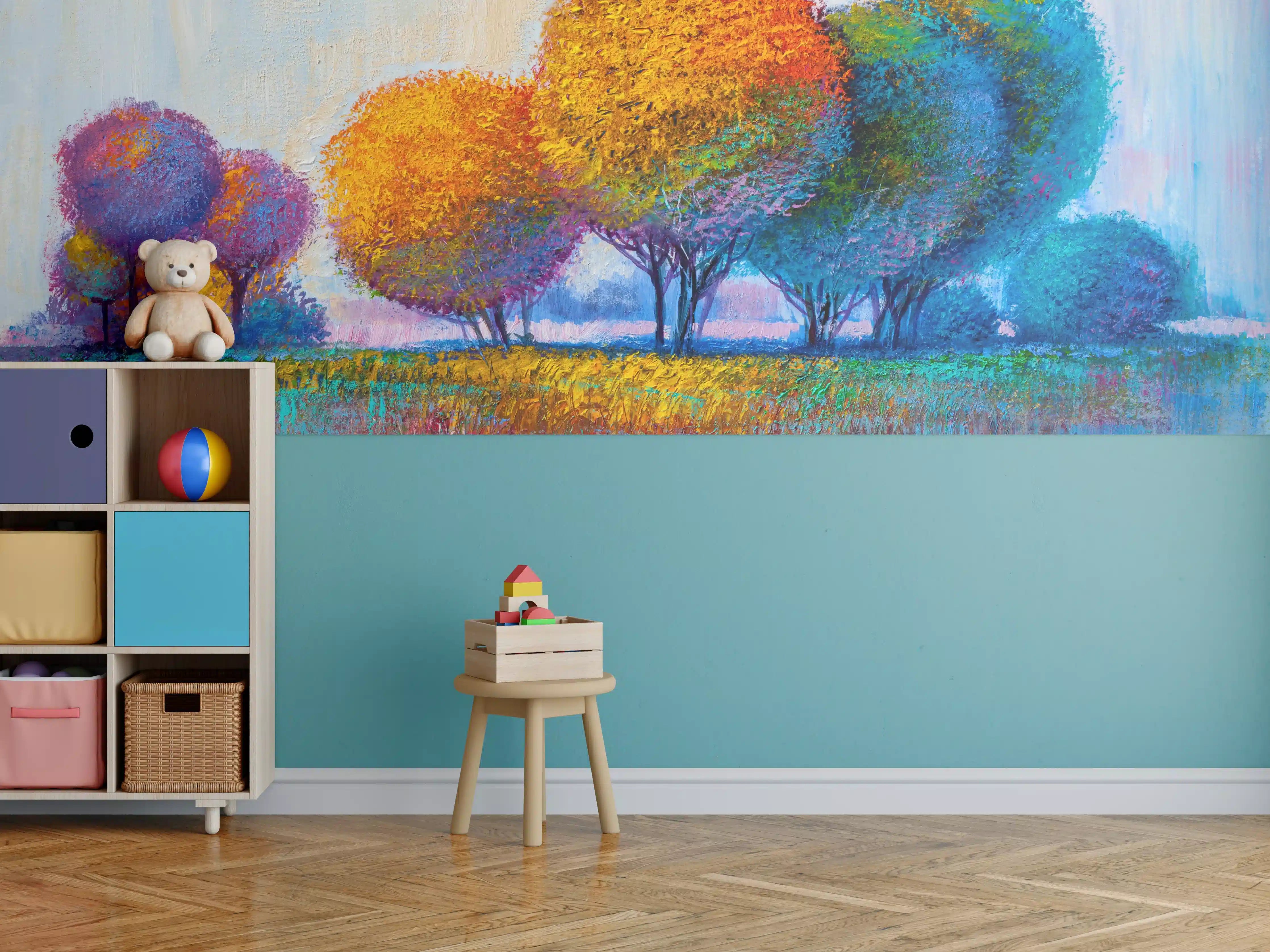 Kinderzimmer Wandgestaltung - Lebendige Herbstbaumlandschaft