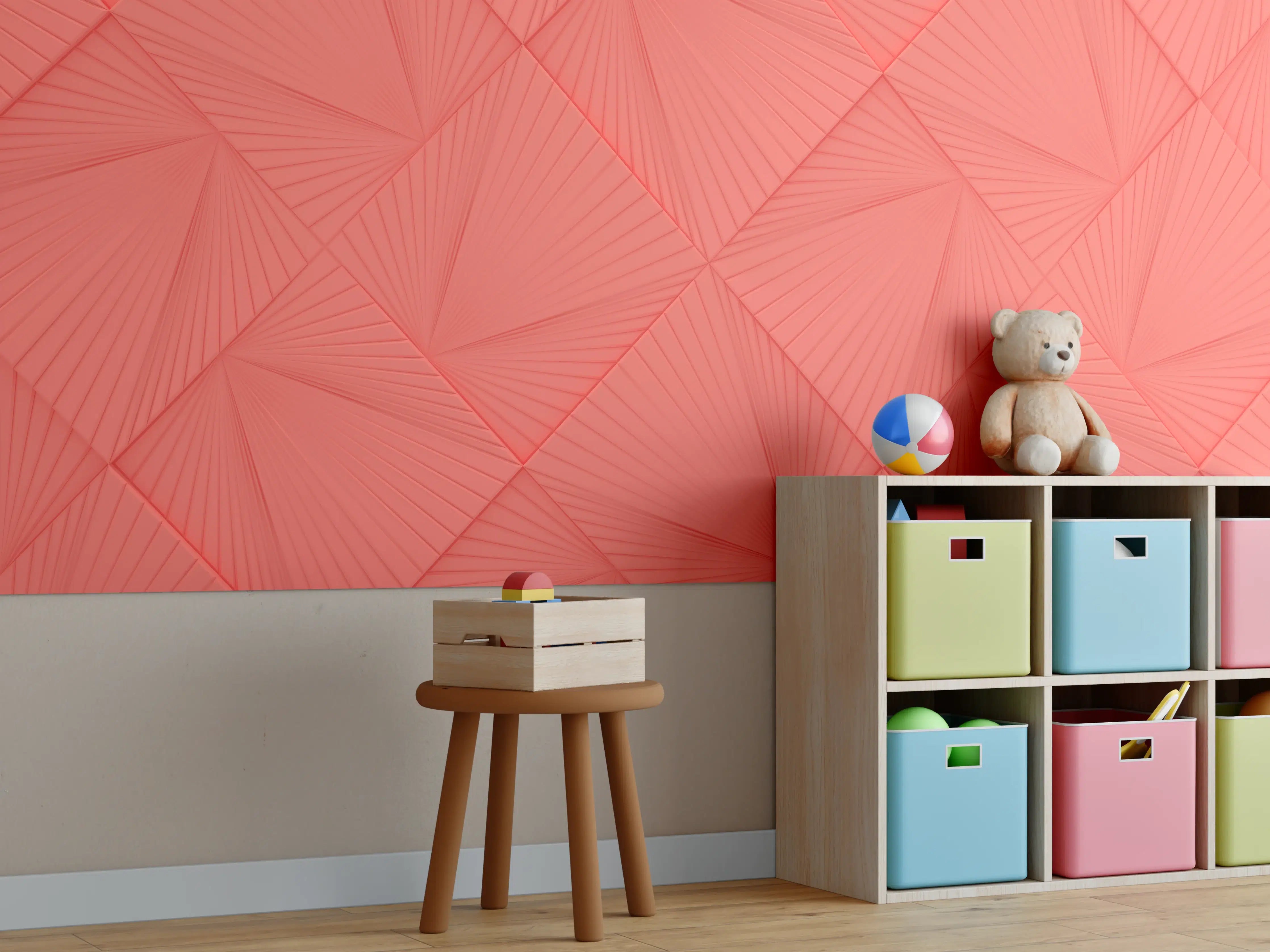 Kinderzimmer Wandgestaltung - Lebendige Korallen-Geometrie