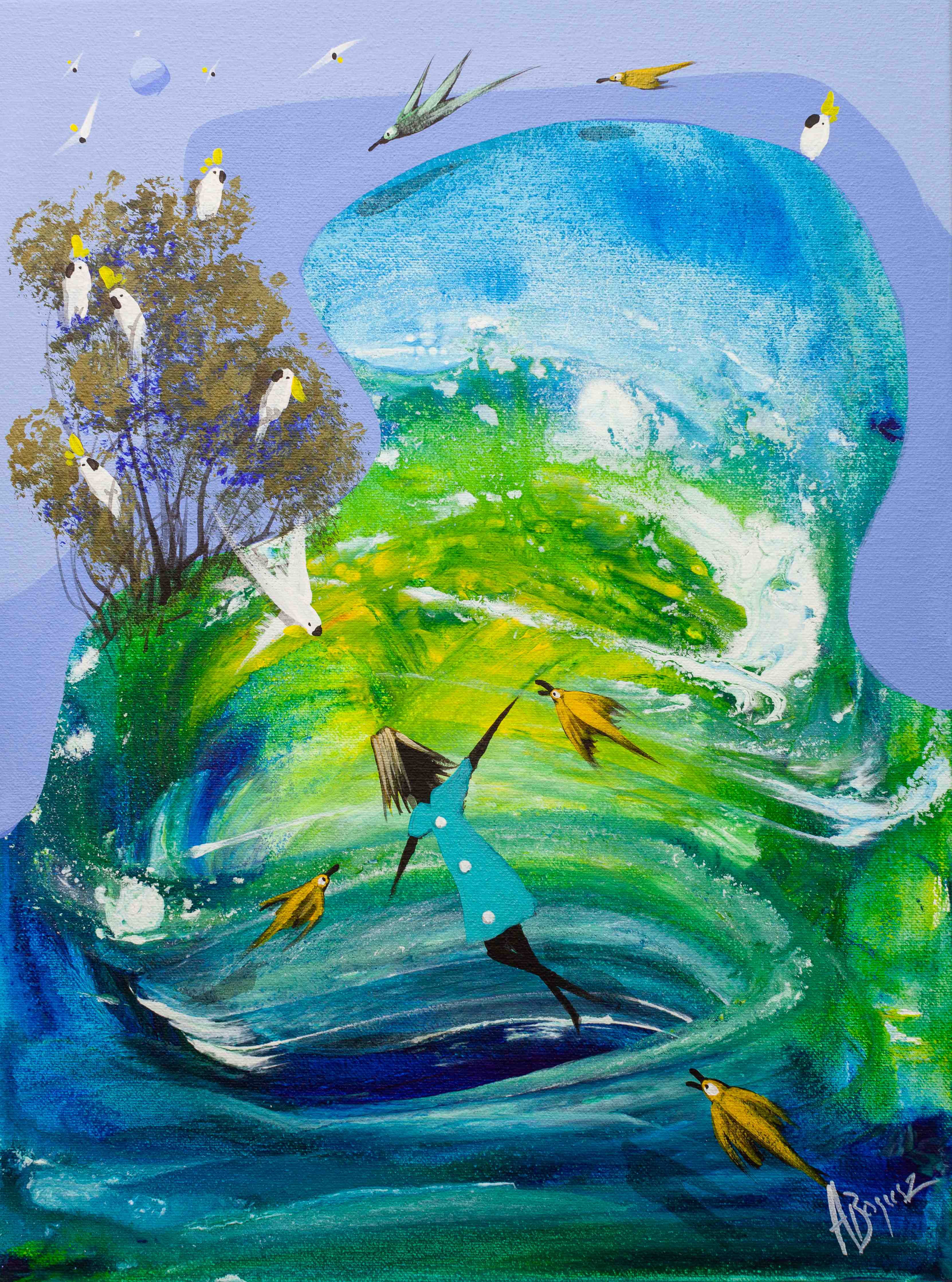 Kinderzimmer Wandgestaltung-Lebendige Wasseranimation mit tanzender Figur