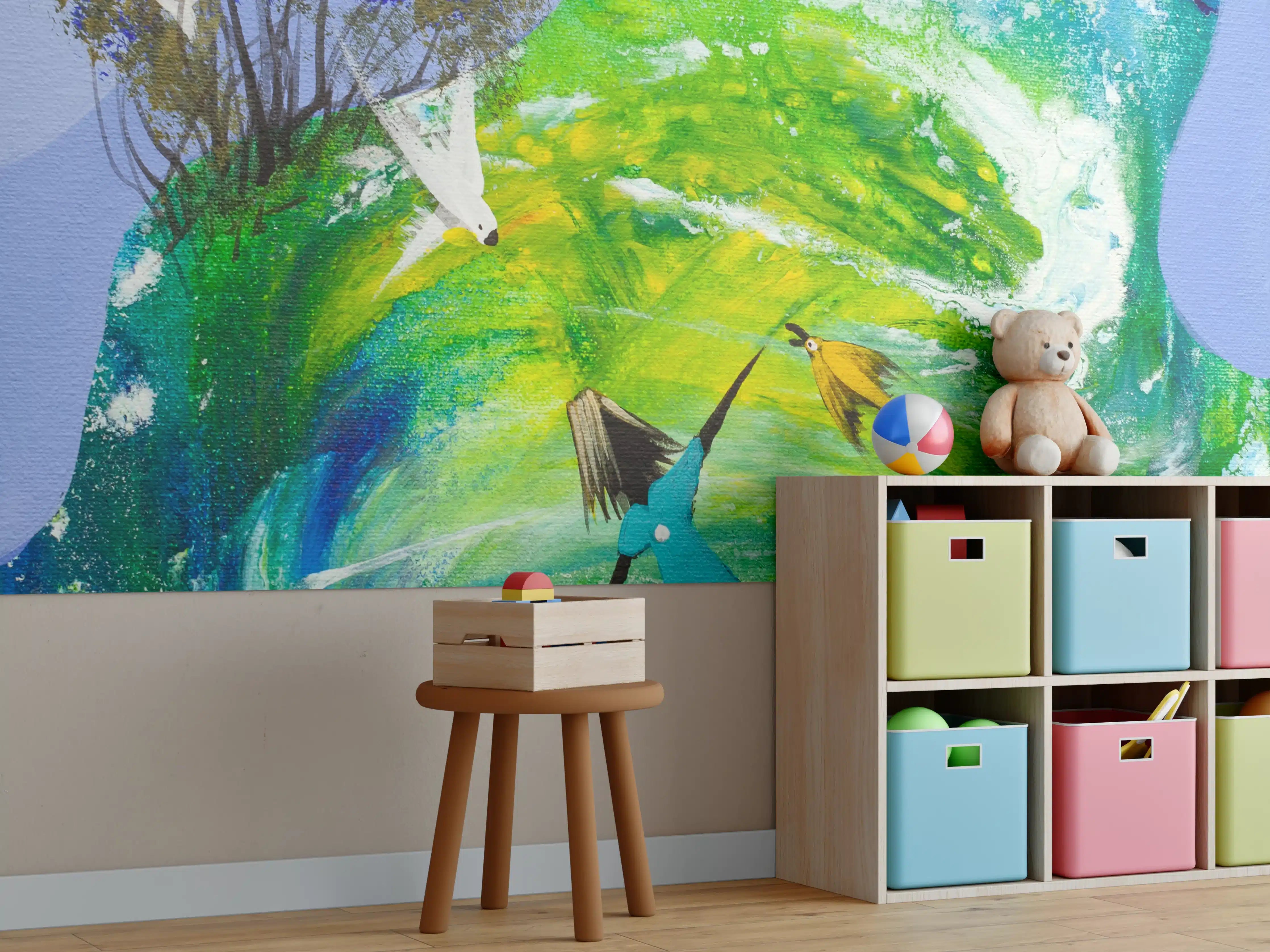 Kinderzimmer Wandgestaltung - Lebendige Wasseranimation mit tanzender Figur