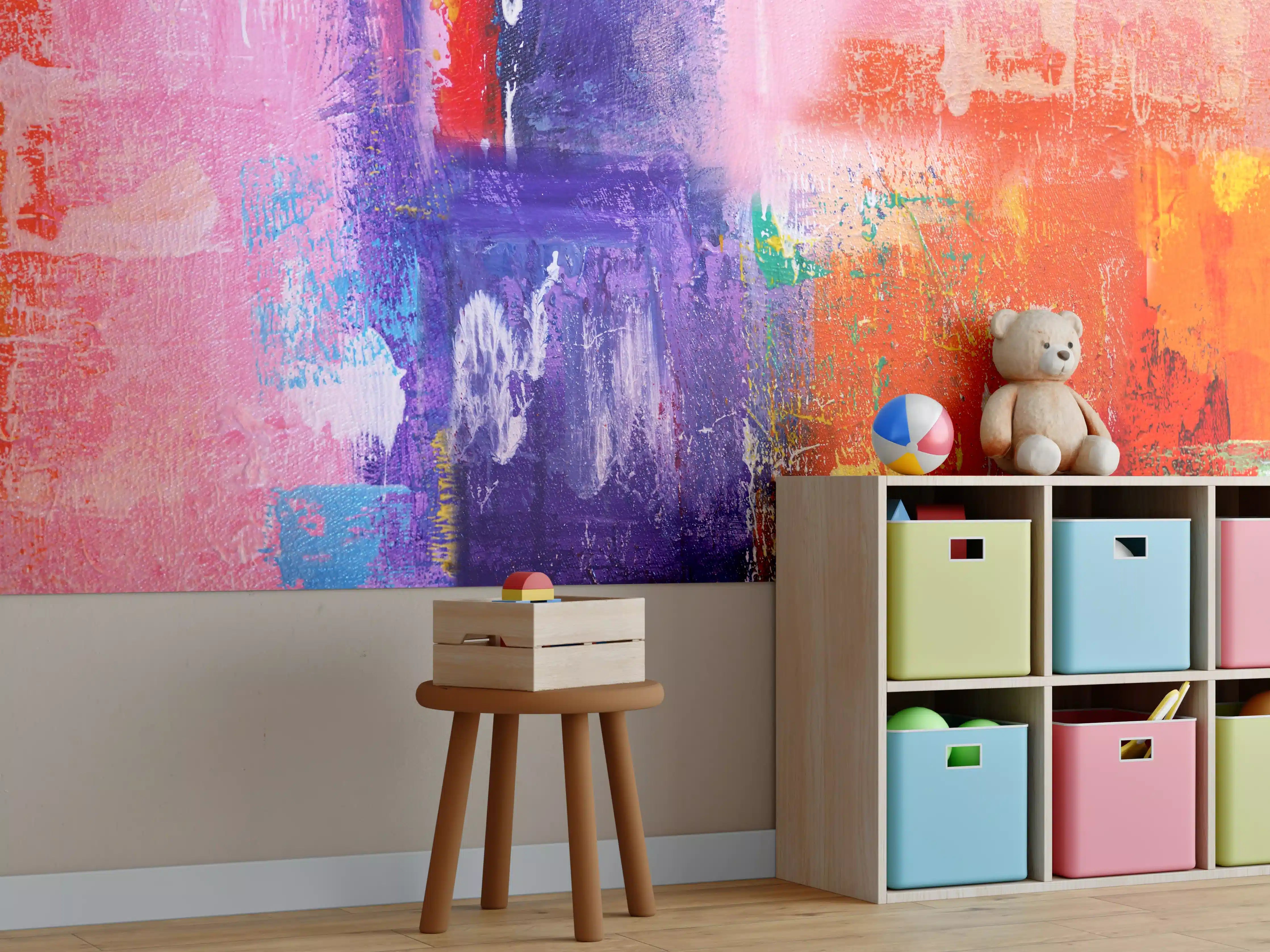 Kinderzimmer Wandgestaltung - Lebendige abstrakte Farbpalette