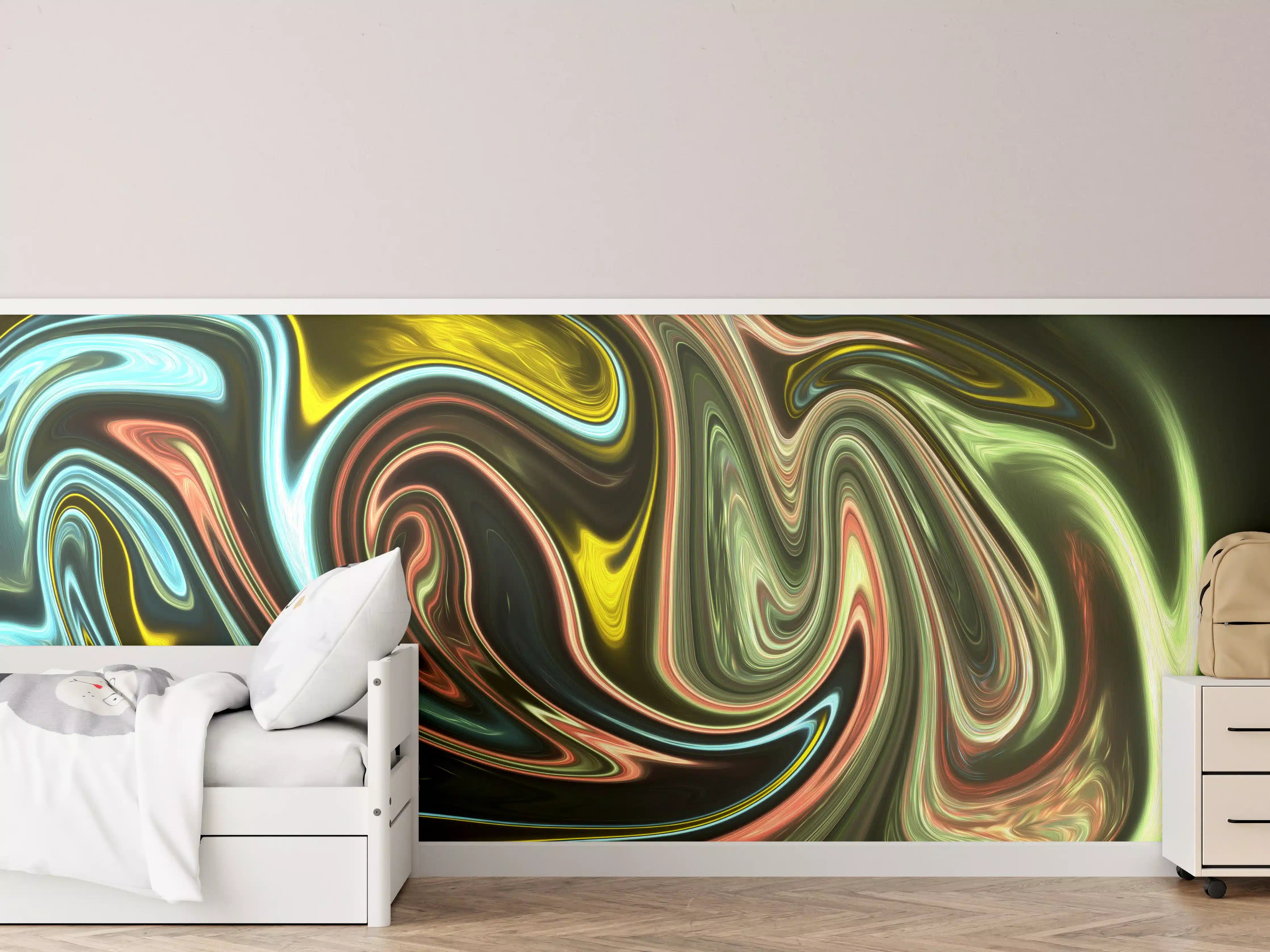 Kinderzimmer Wandgestaltung - Lebendige bunte Farbspirale