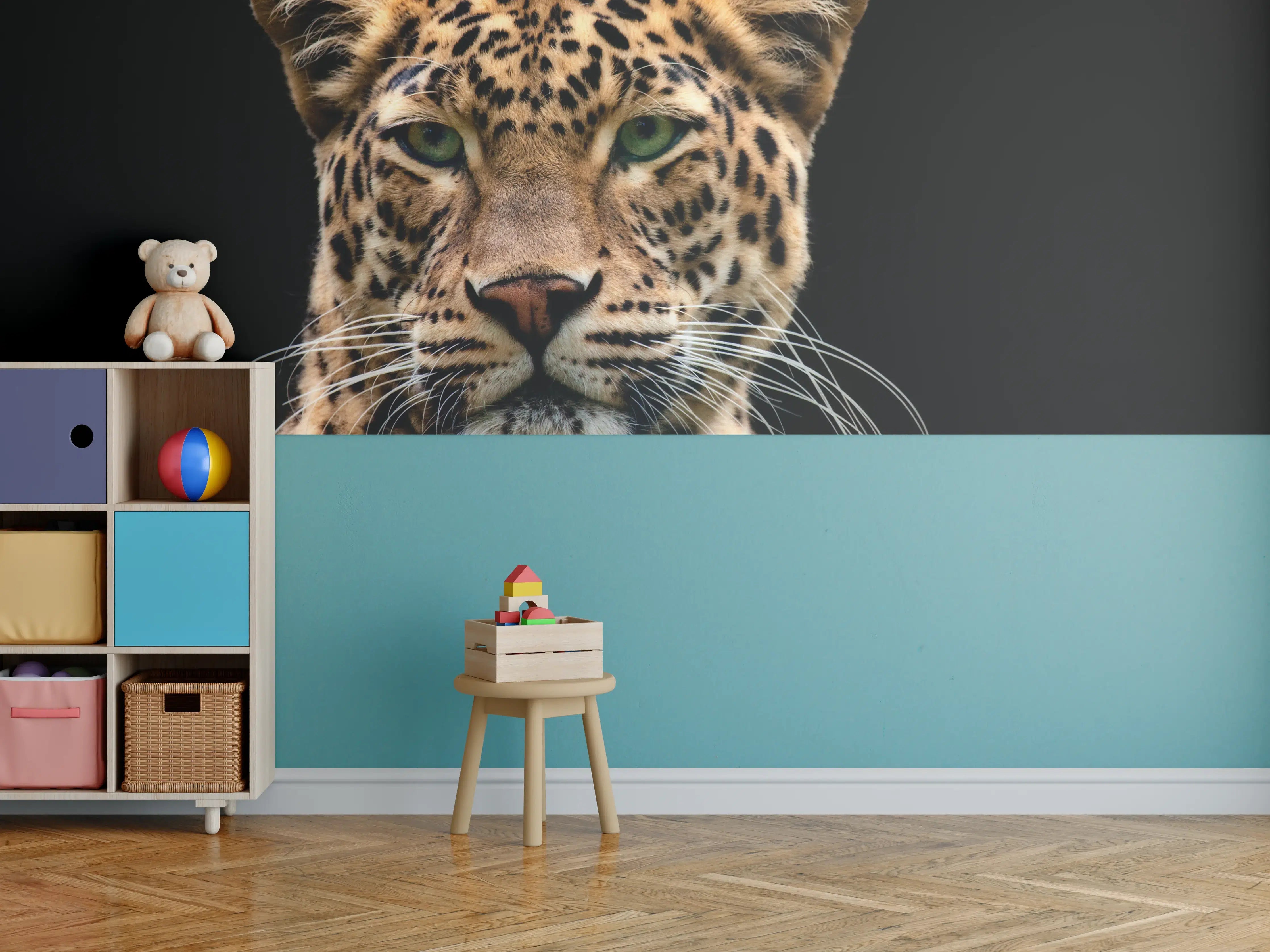 Kinderzimmer Wandgestaltung - Leopard mit majestätischer Ausstrahlung