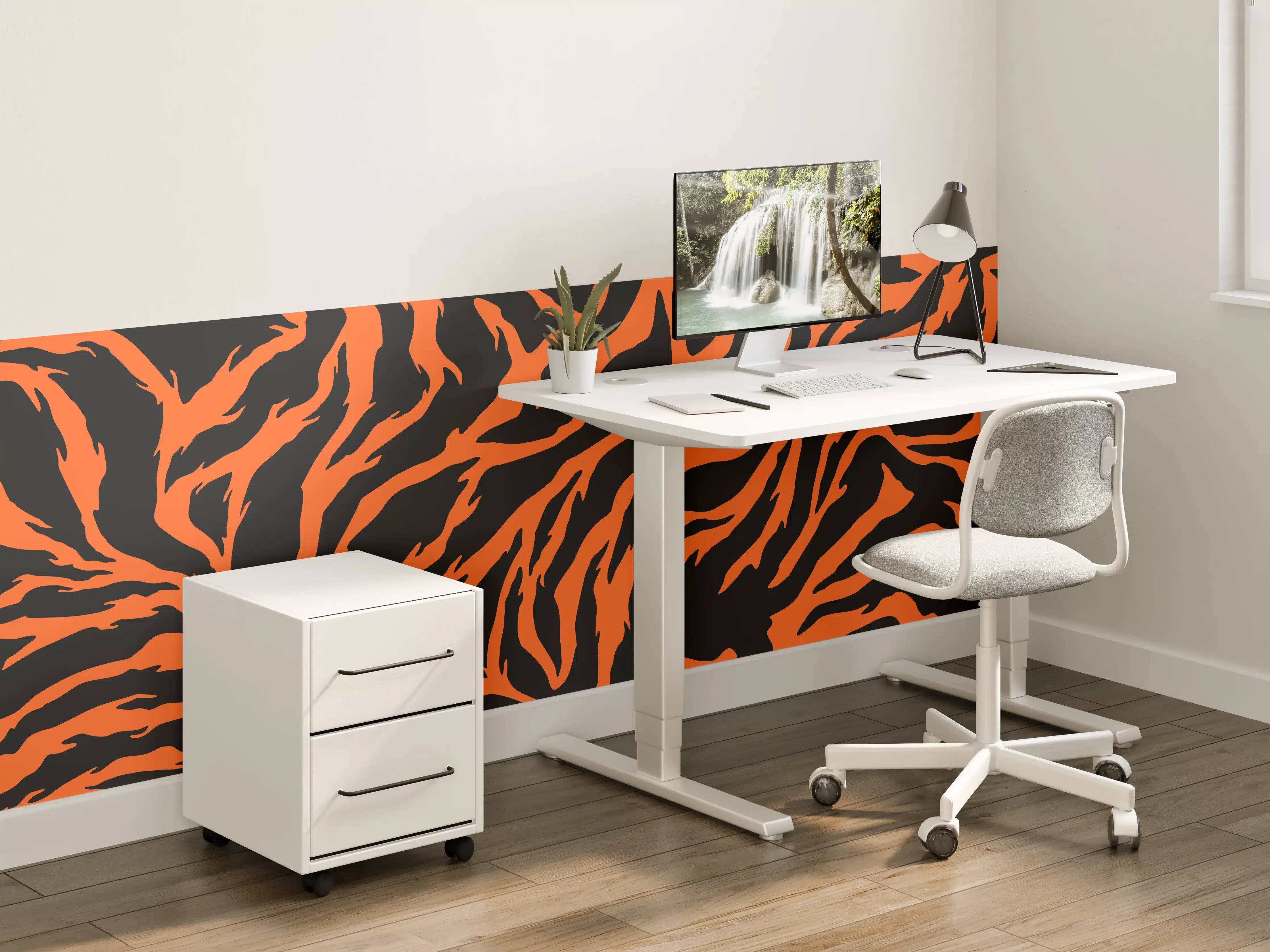 Kinderzimmer Wandgestaltung - Leopardenmuster in Orange und Schwarz