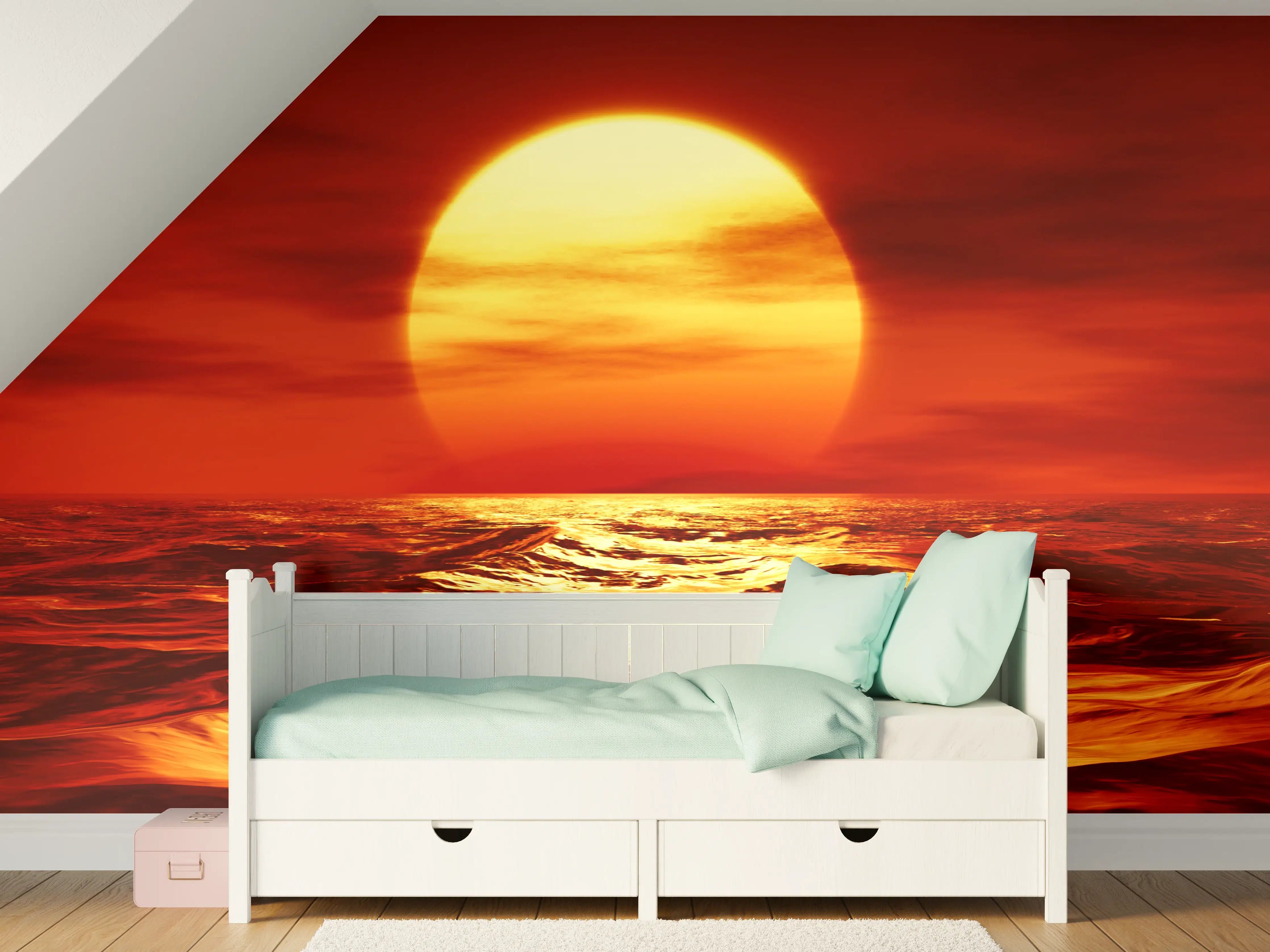 Kinderzimmer Wandgestaltung - Leuchtende Sonnenuntergangsszene
