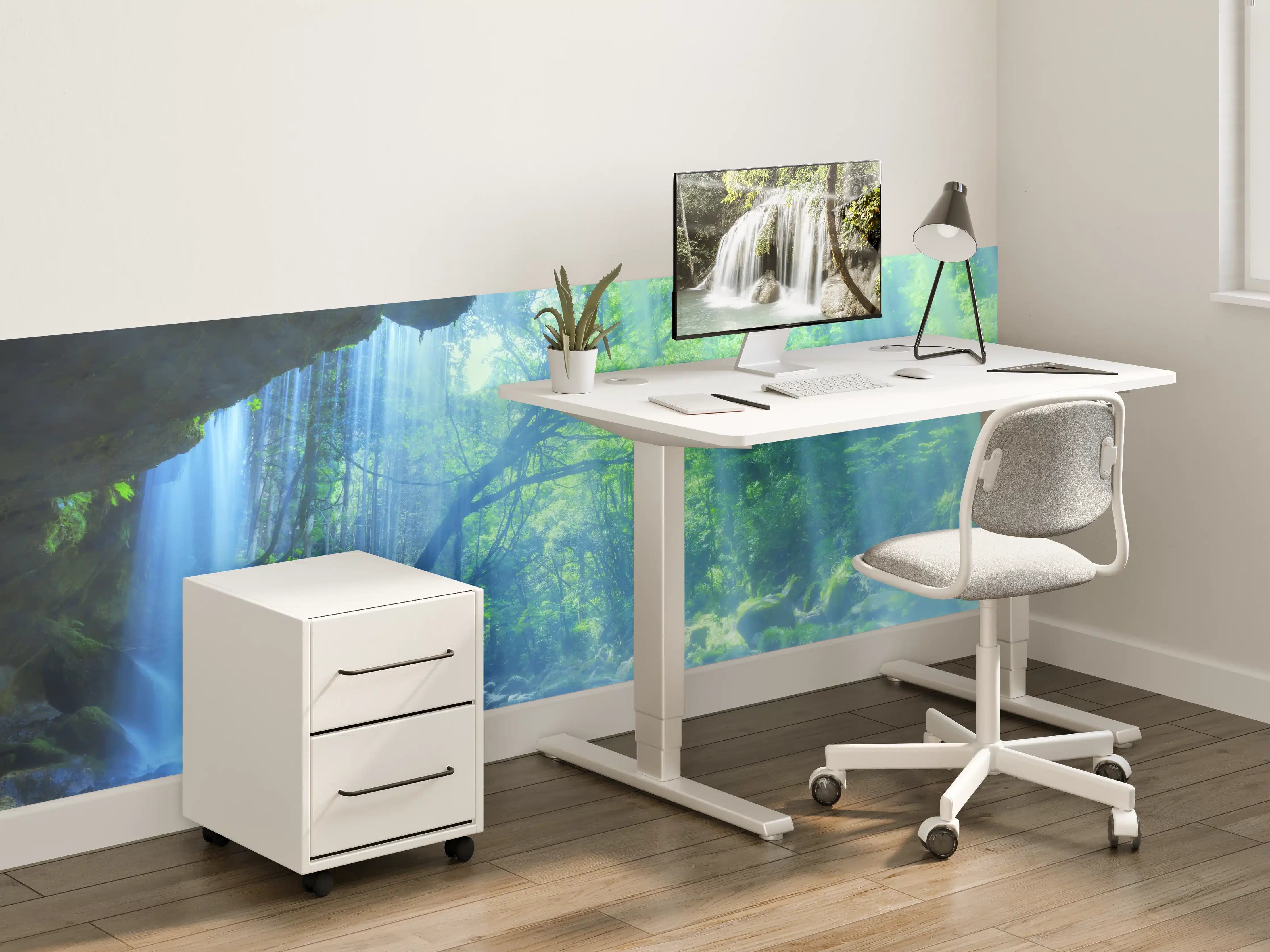 Kinderzimmer Wandgestaltung - Leuchtende Wasserfälle im grünen Dschungel