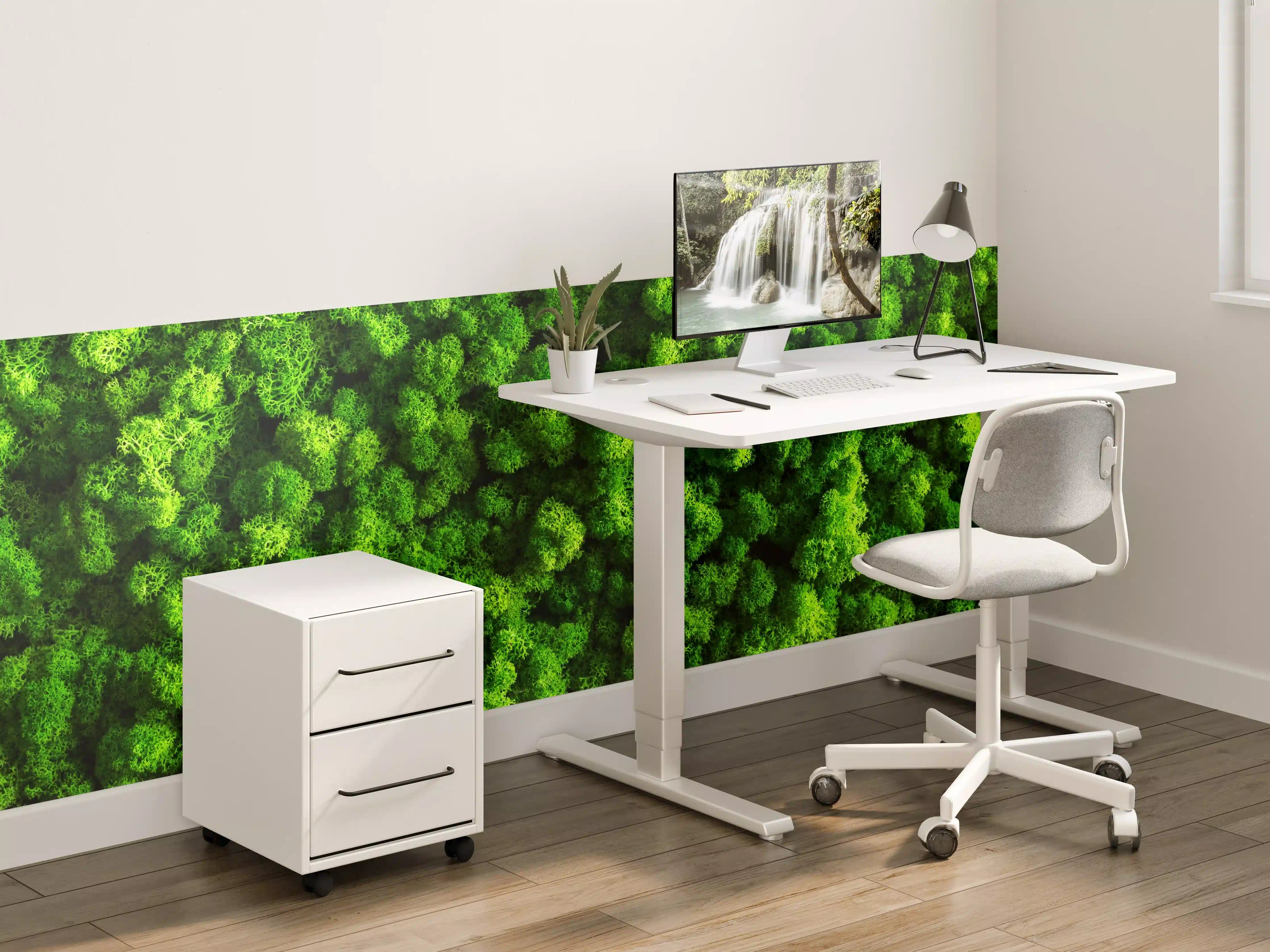 Kinderzimmer Wandgestaltung - Leuchtendes Grünes Moos in Nahaufnahme