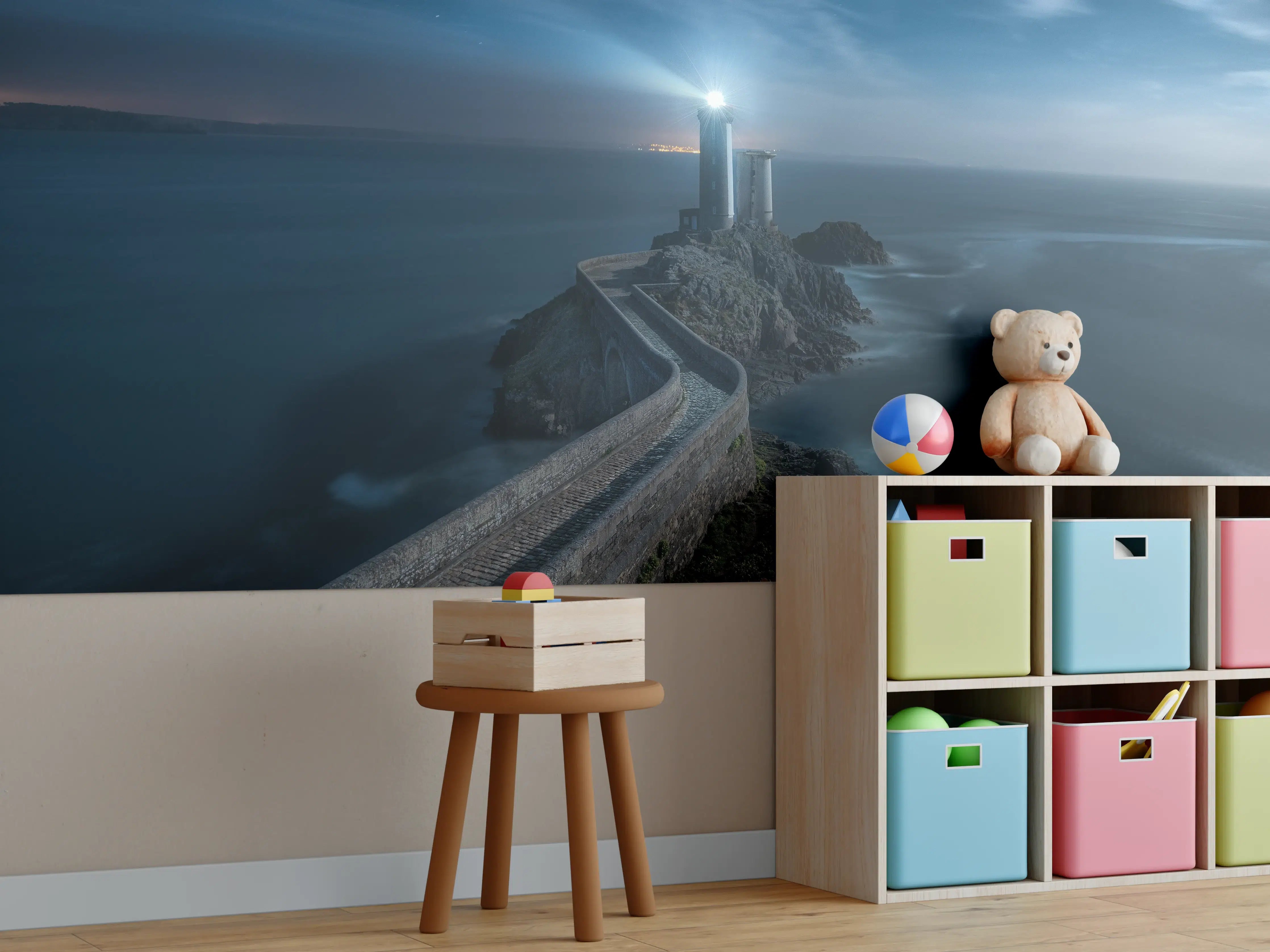 Kinderzimmer Wandgestaltung - Leuchtturm - Nächtlich