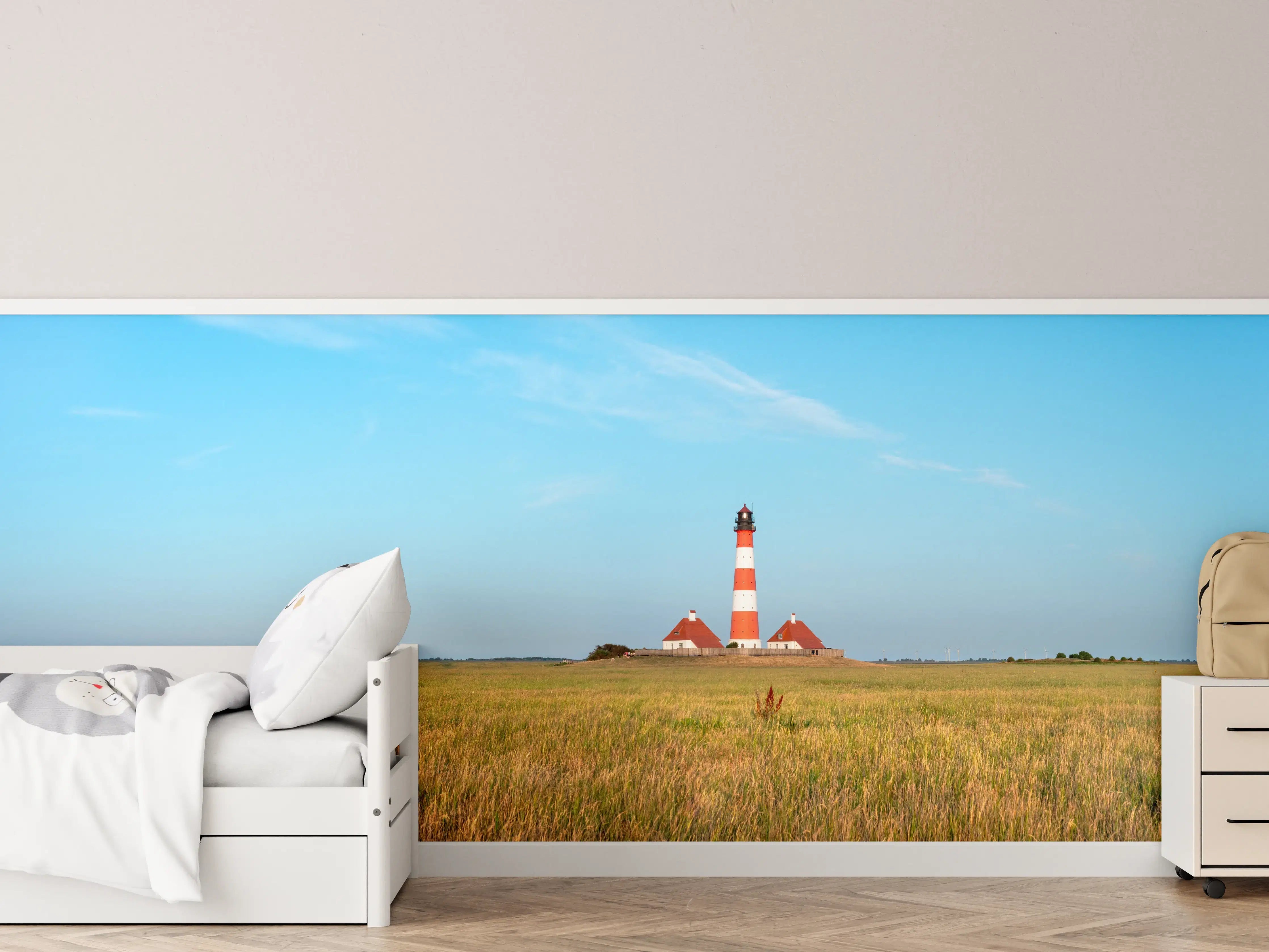 Kinderzimmer Wandgestaltung - Leuchtturm am Horizont