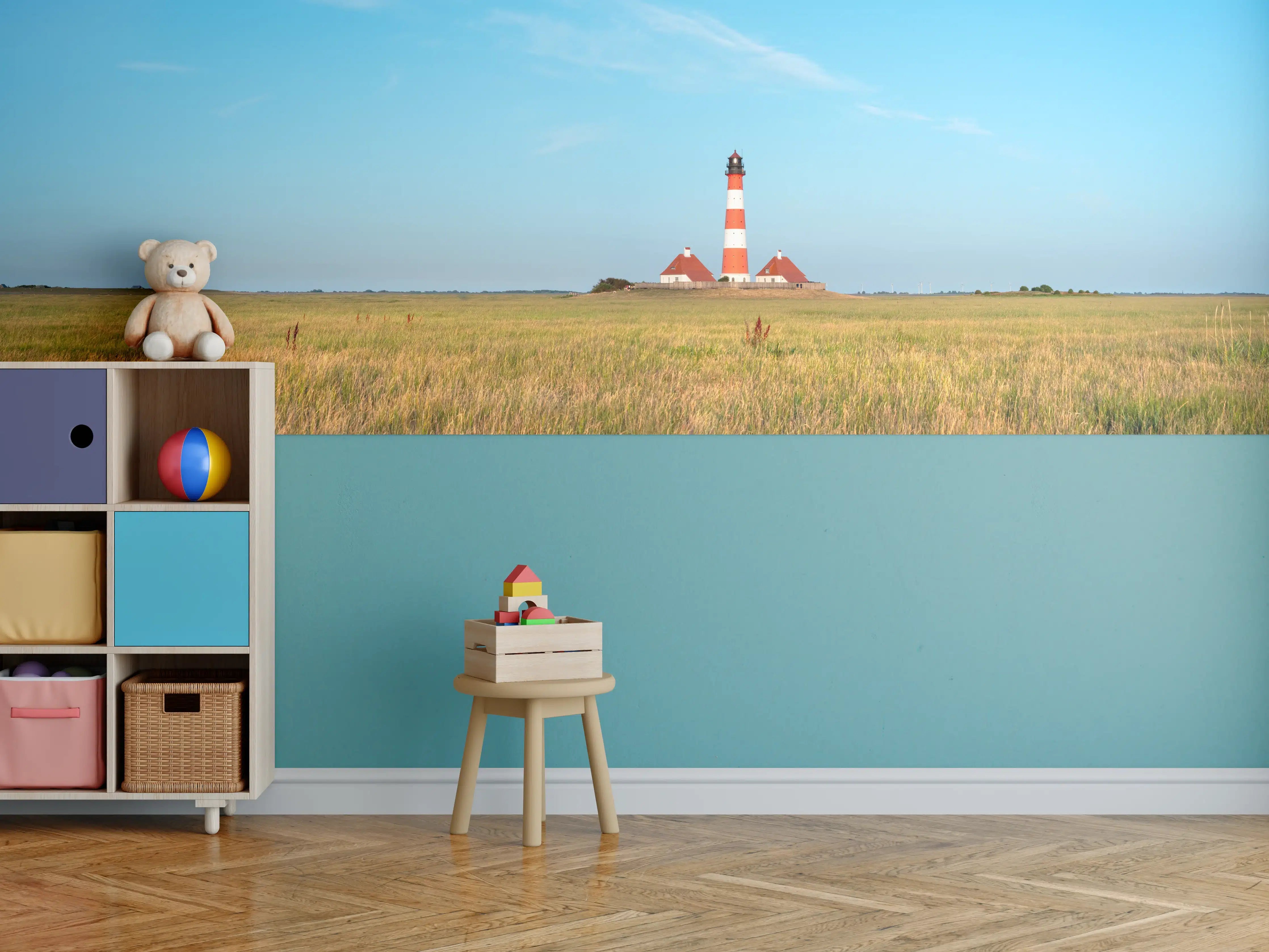 Kinderzimmer Wandgestaltung - Leuchtturm am Horizont