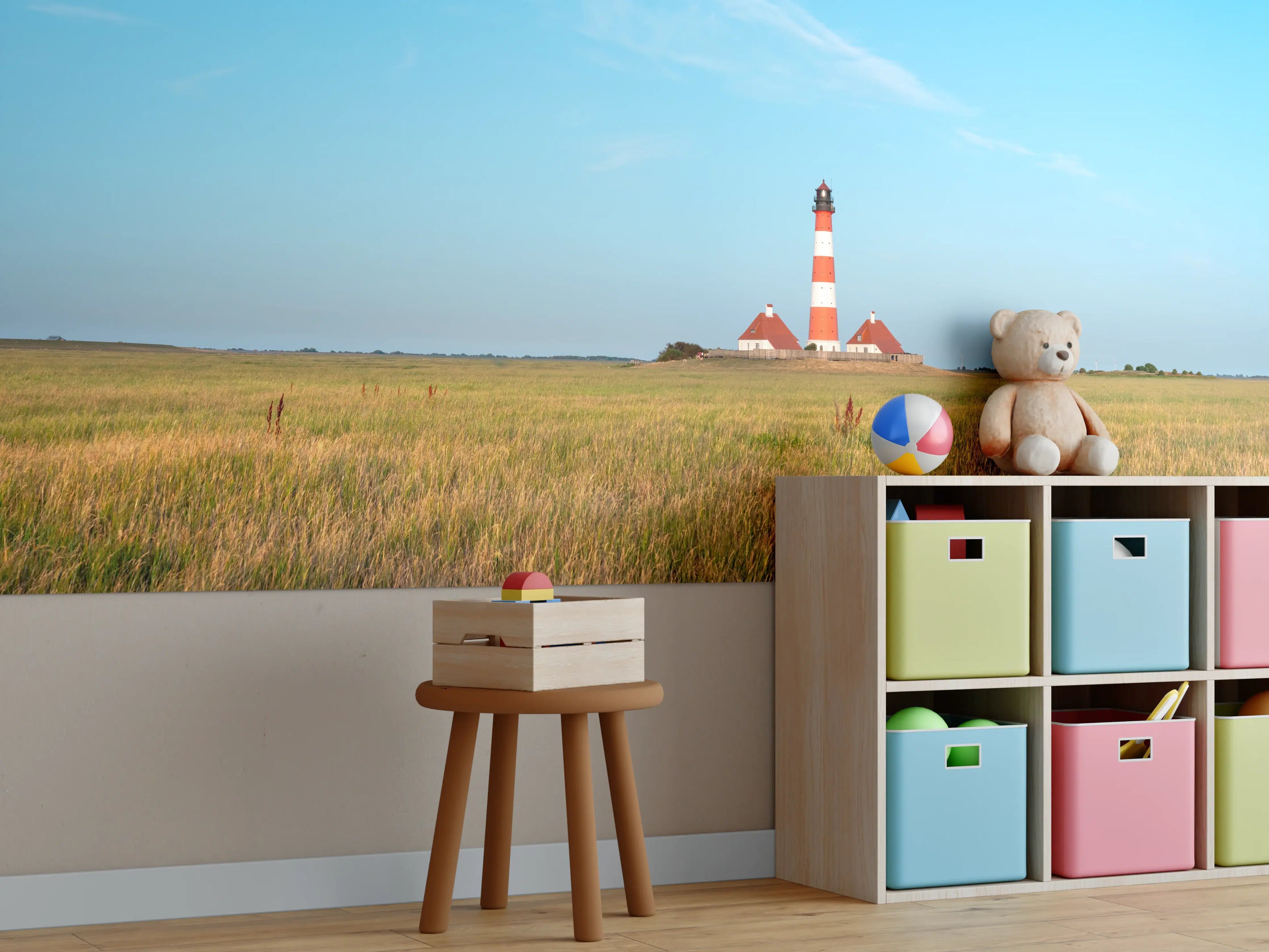 Kinderzimmer Wandgestaltung - Leuchtturm am Horizont