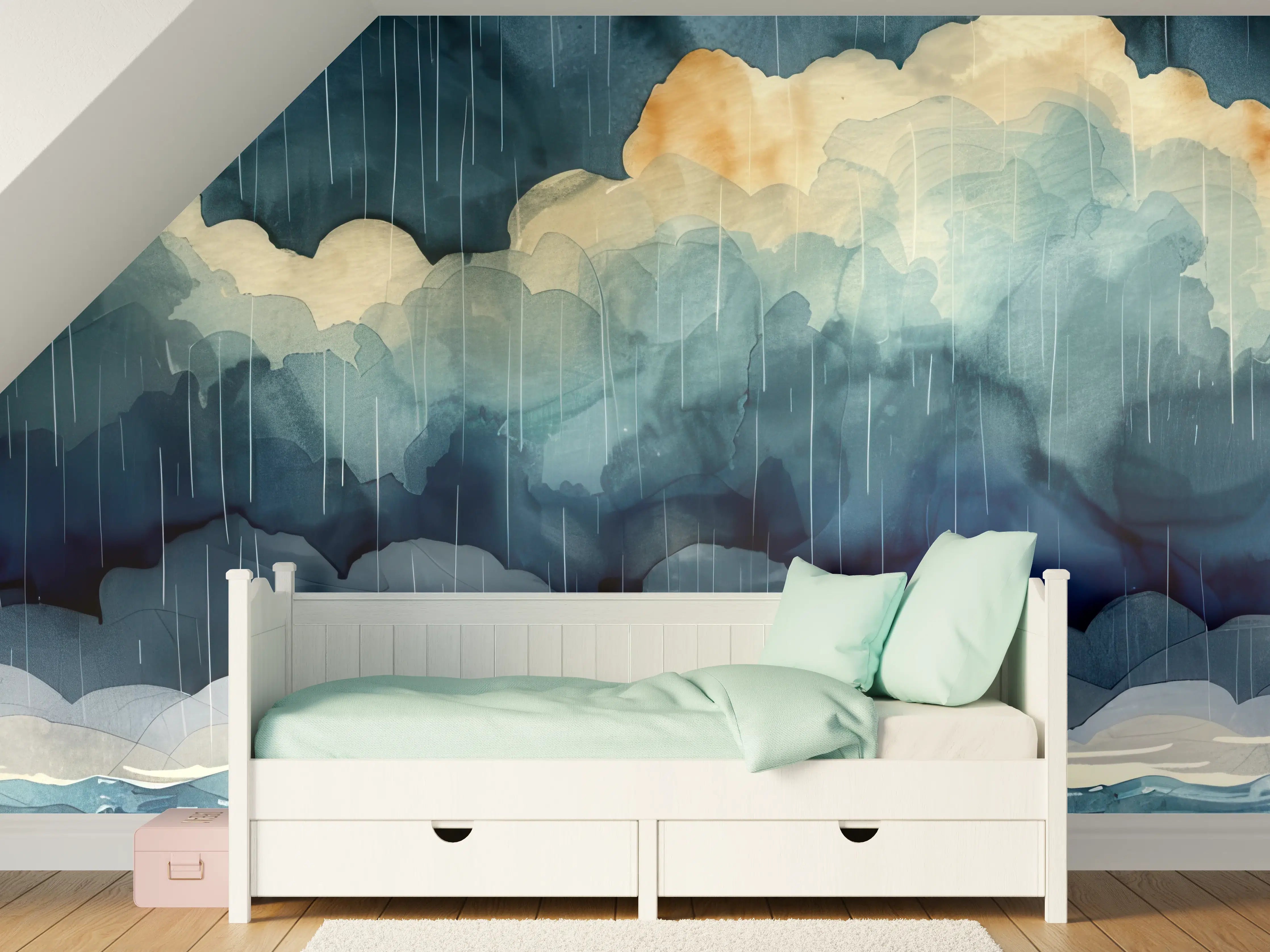 Kinderzimmer Wandgestaltung - Leuchtturm im Sturm