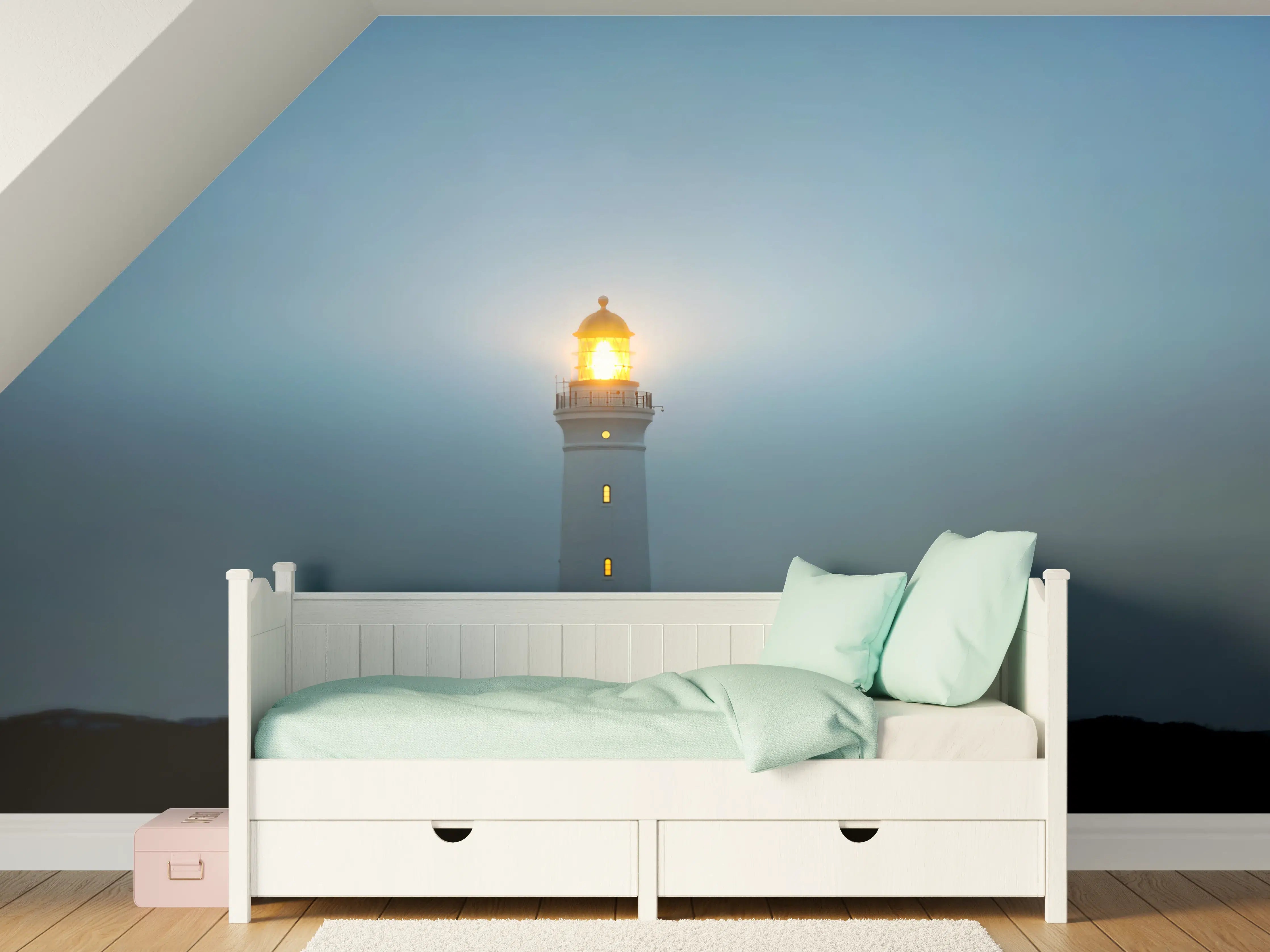 Kinderzimmer Wandgestaltung - Leuchtturm im dunkeln
