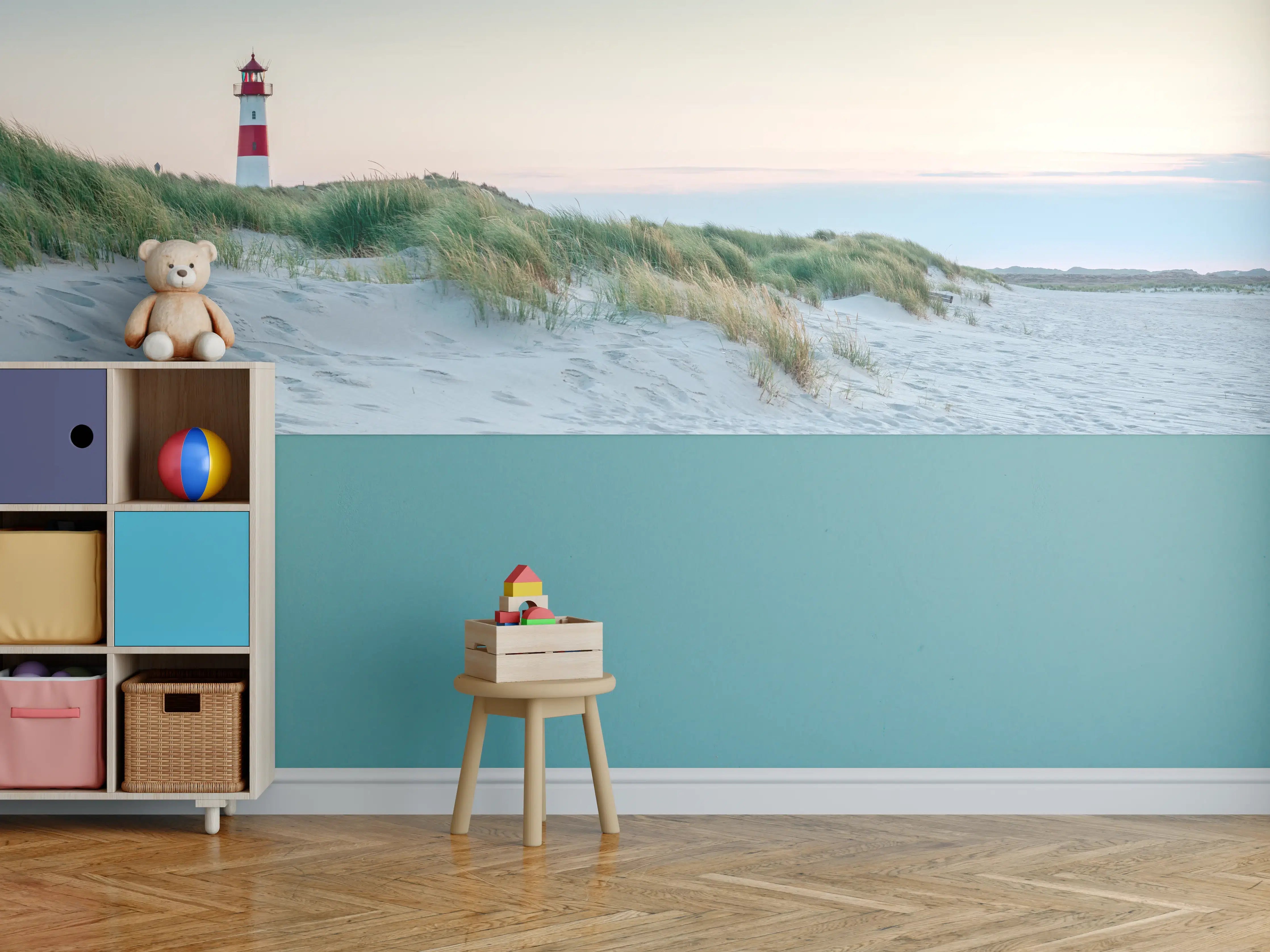 Kinderzimmer Wandgestaltung - Leuchtturm im idyllischen Küstenlandschaft