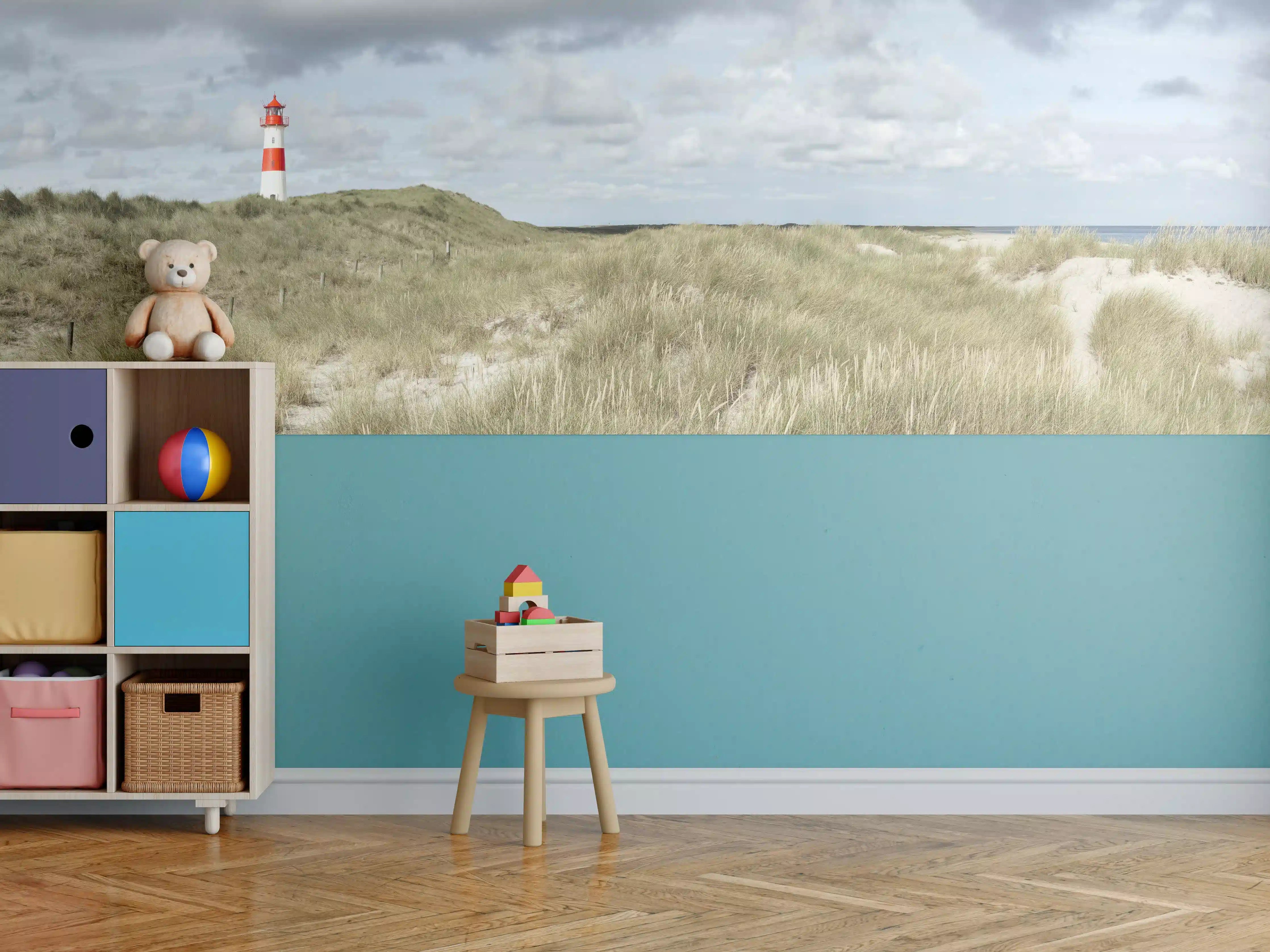 Kinderzimmer Wandgestaltung - Leuchtturm in der Küstenlandschaft