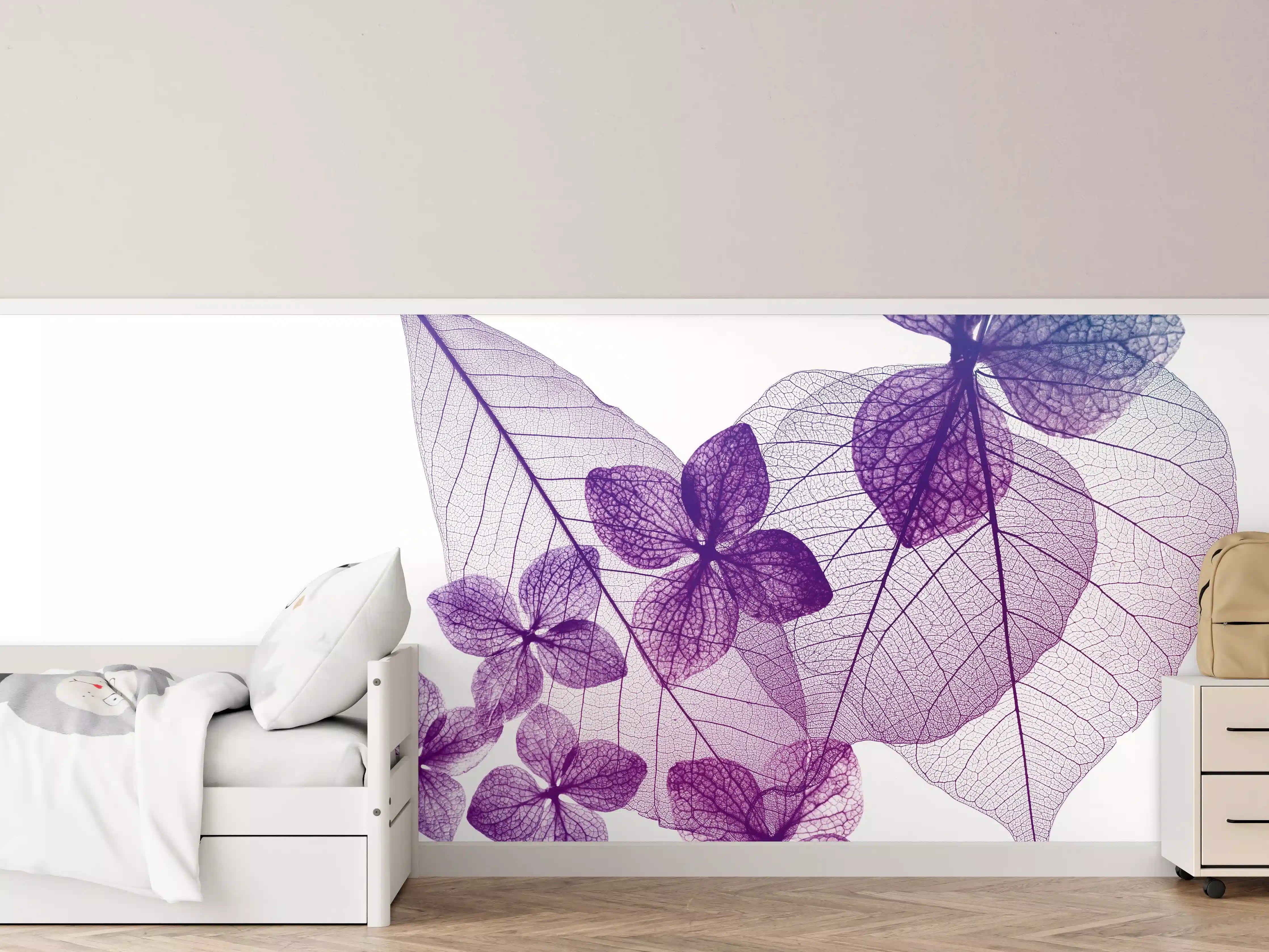 Kinderzimmer Wandgestaltung - Lila Blattmuster Textur Makro