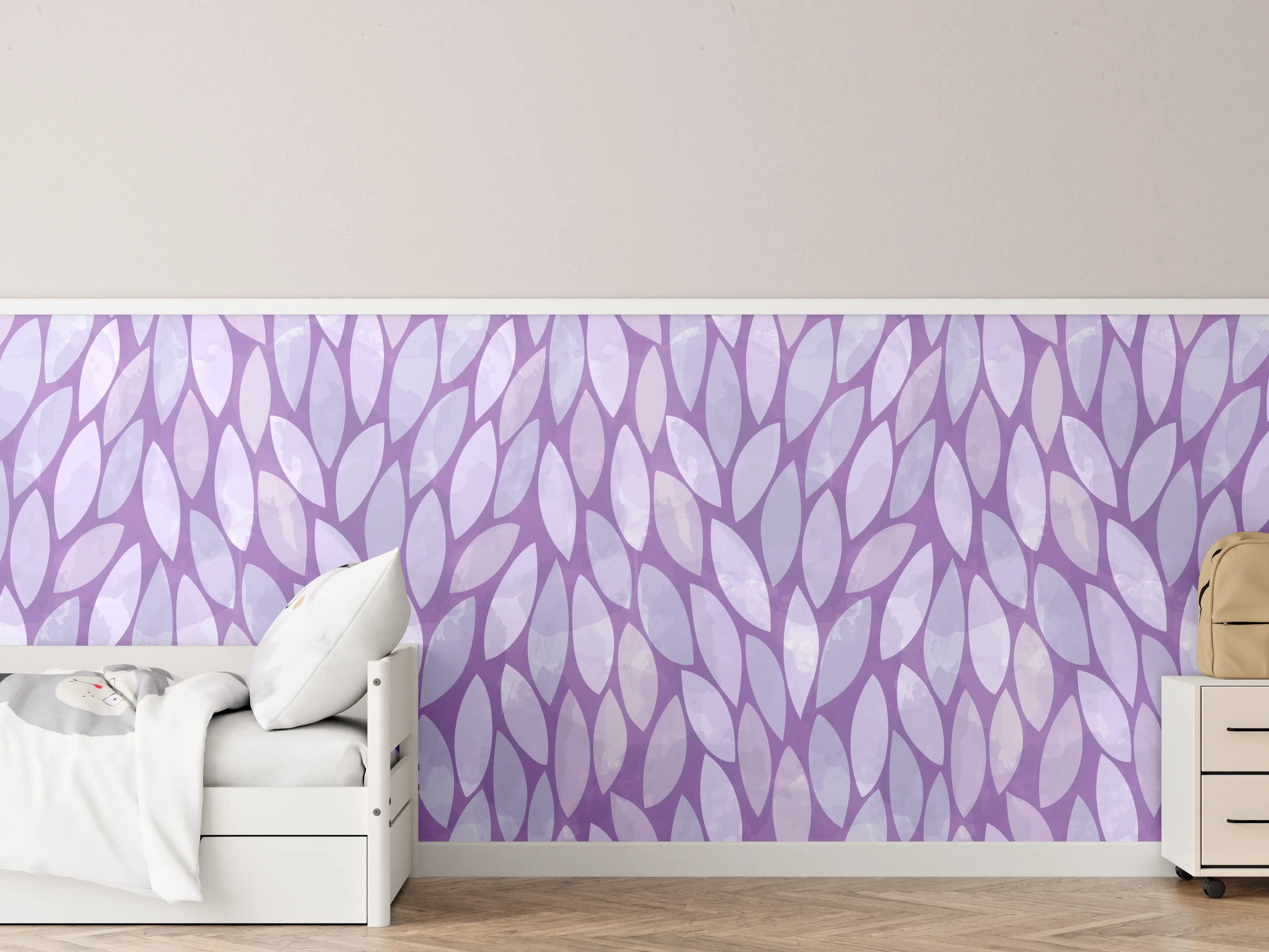 Kinderzimmer Wandgestaltung - Lila Blumenmuster mit zartem Farbverlauf