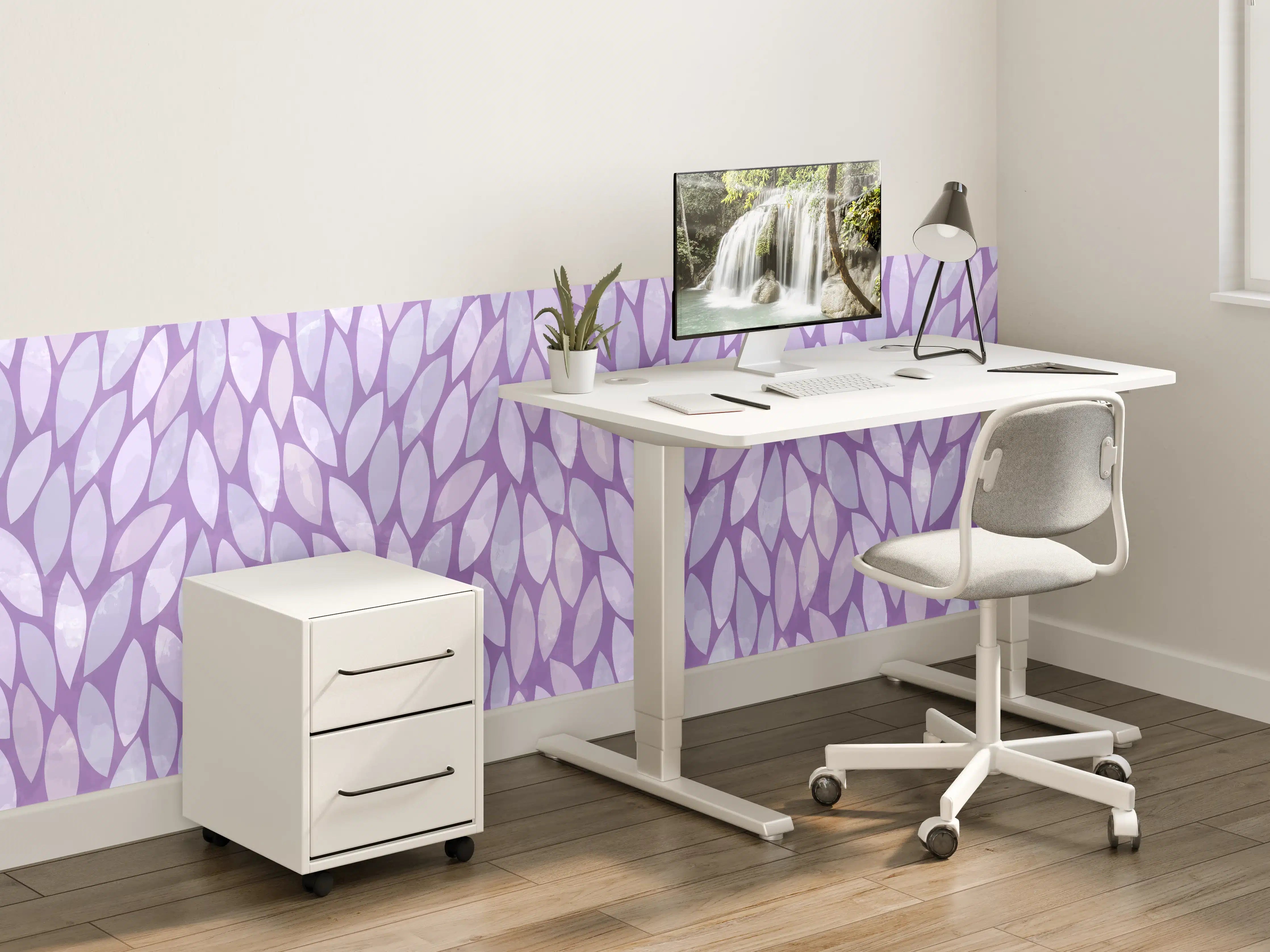 Kinderzimmer Wandgestaltung - Lila Blumenmuster mit zartem Farbverlauf