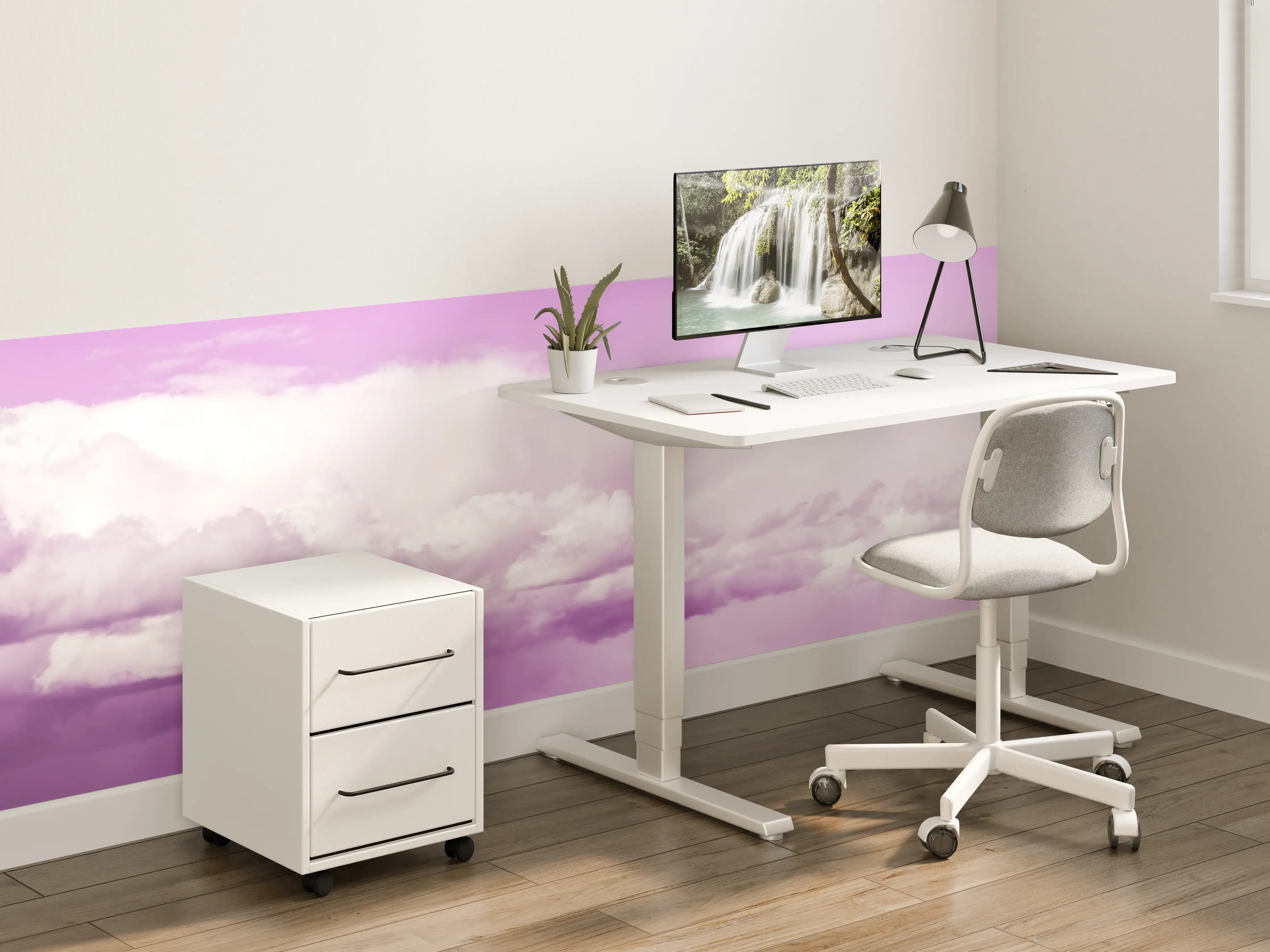Kinderzimmer Wandgestaltung - Lila Himmel über Wolken