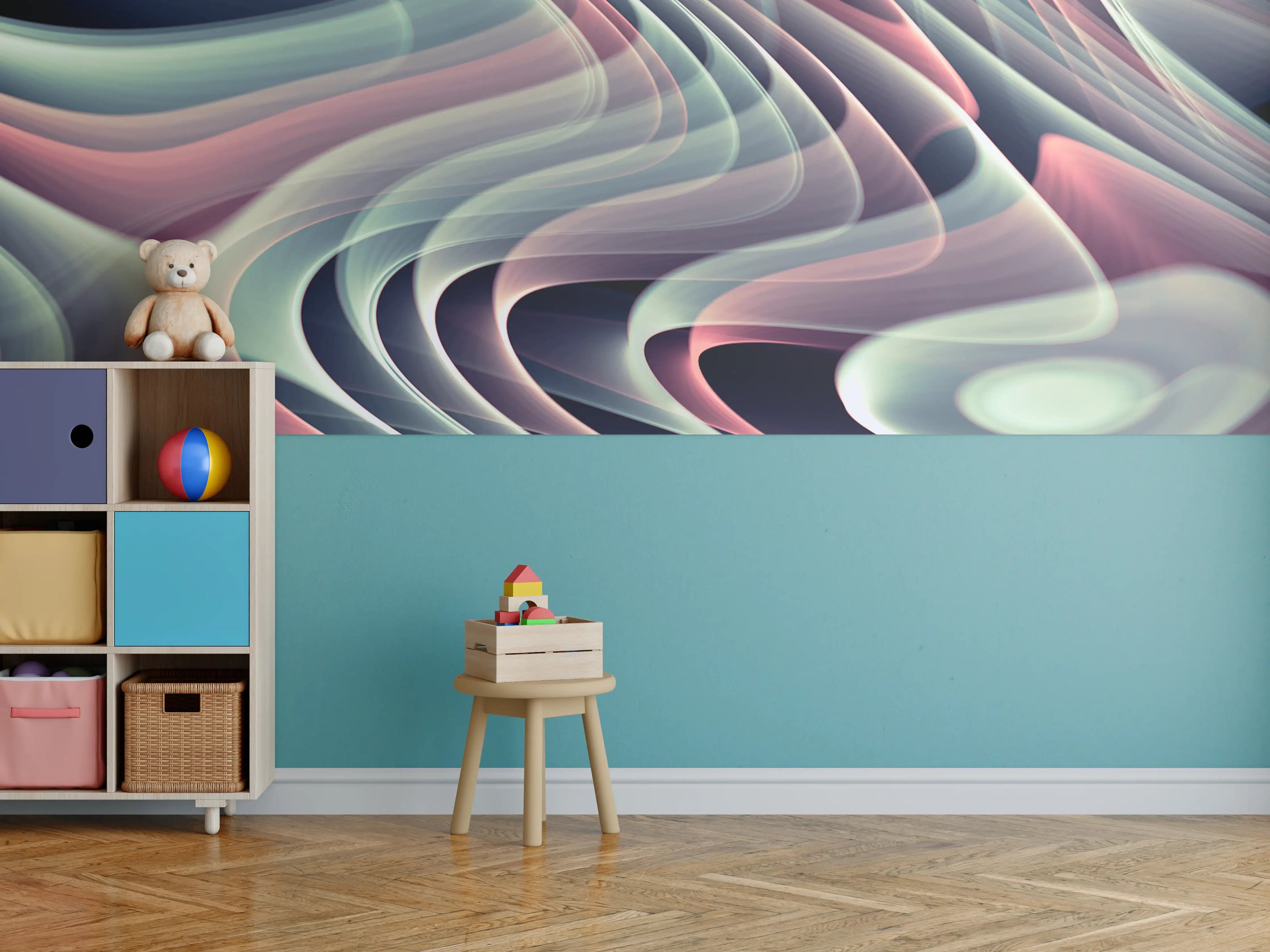 Kinderzimmer Wandgestaltung - Linienartiger Hintergrund - Abstrakt