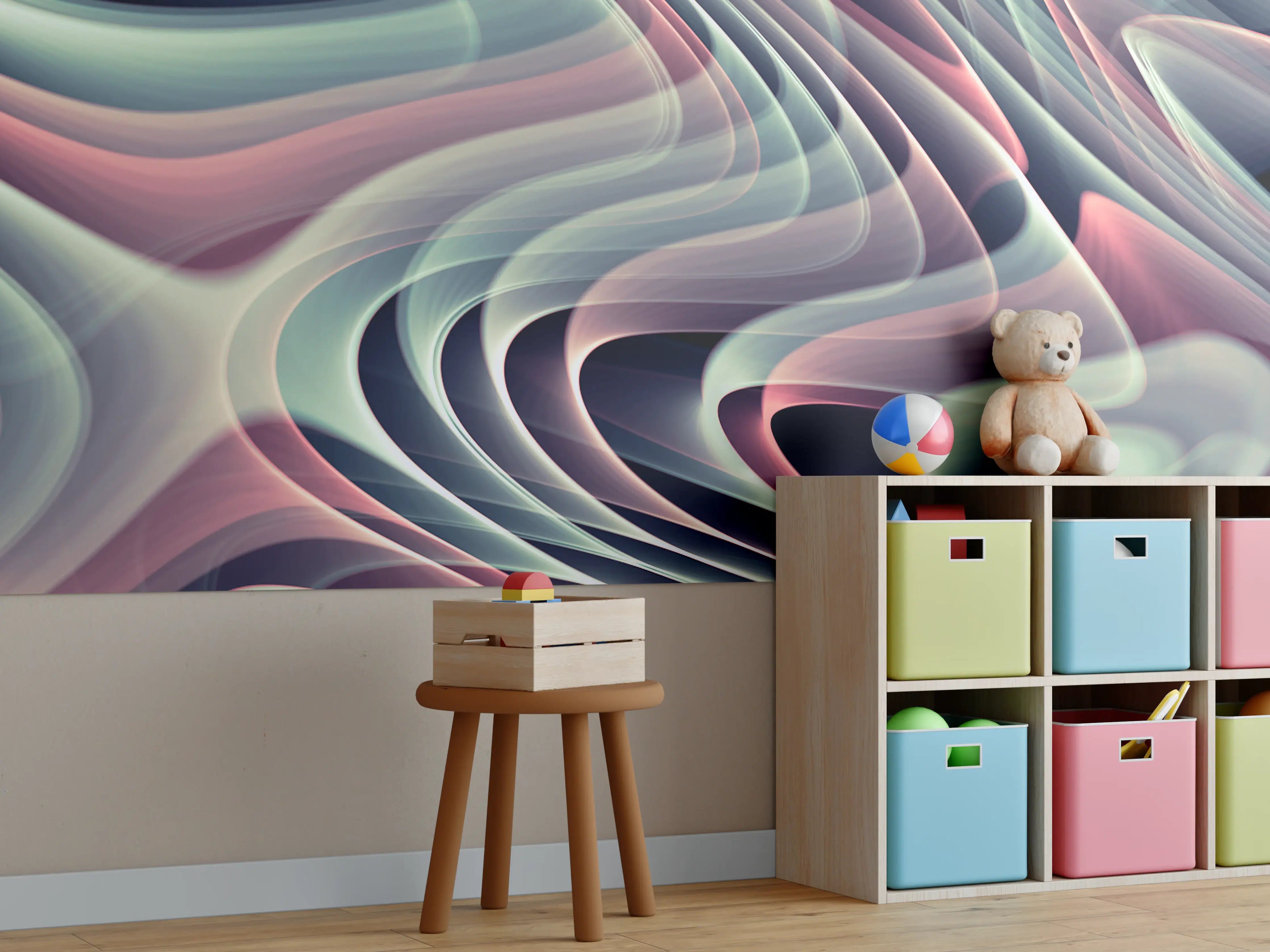 Kinderzimmer Wandgestaltung - Linienartiger Hintergrund - Abstrakt