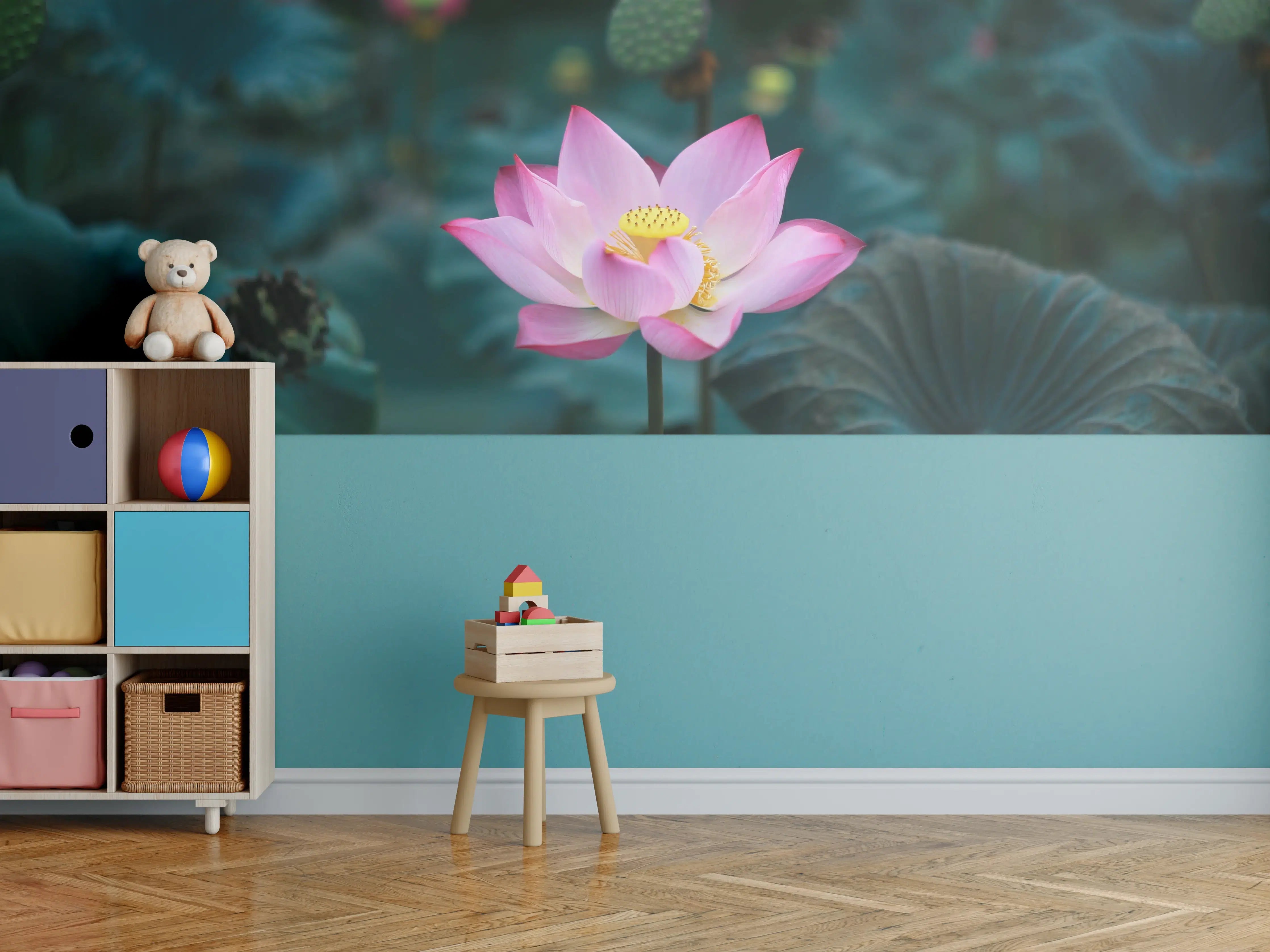 Kinderzimmer Wandgestaltung - Lotosblume im Garten